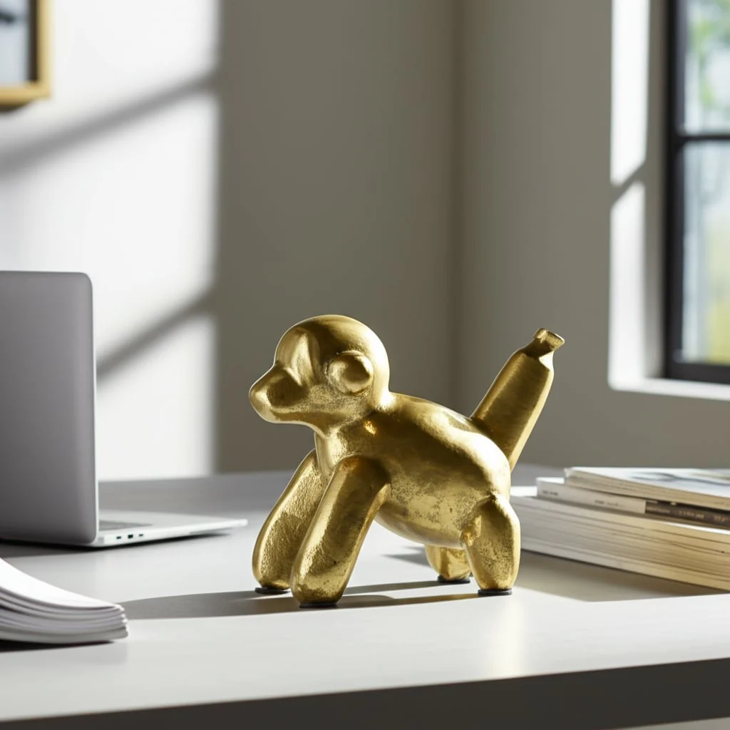 5"l Metal Balloon Monkey, Gold - Image 11
