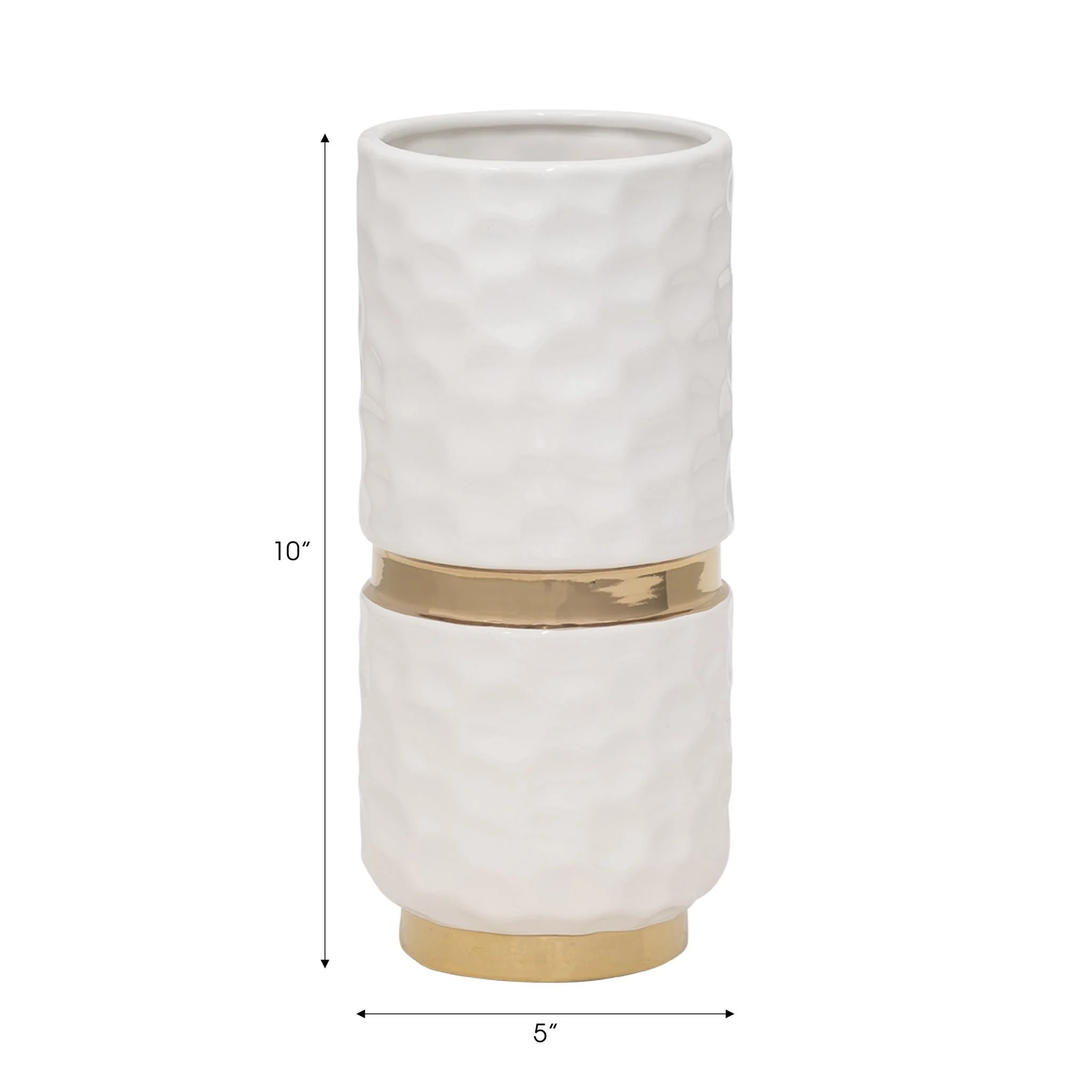 5x10"h Belted Vase, White/gold - Image 8