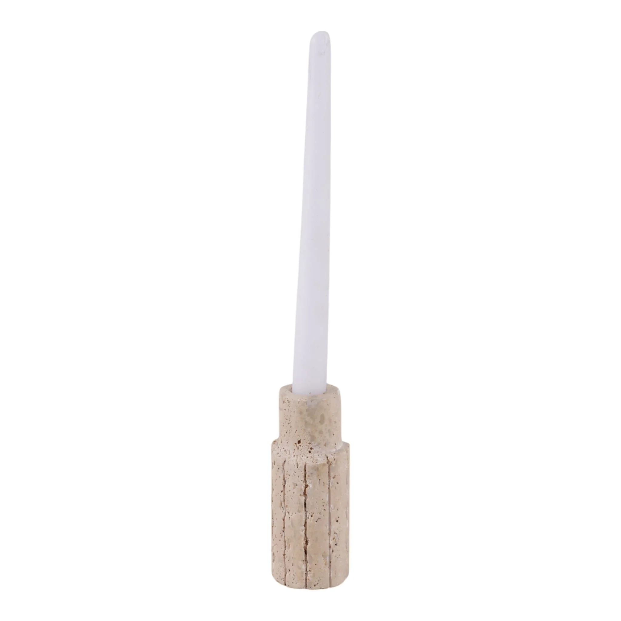 5x2" Raw Edge Travertine Taper Holder, Tan - Image 2