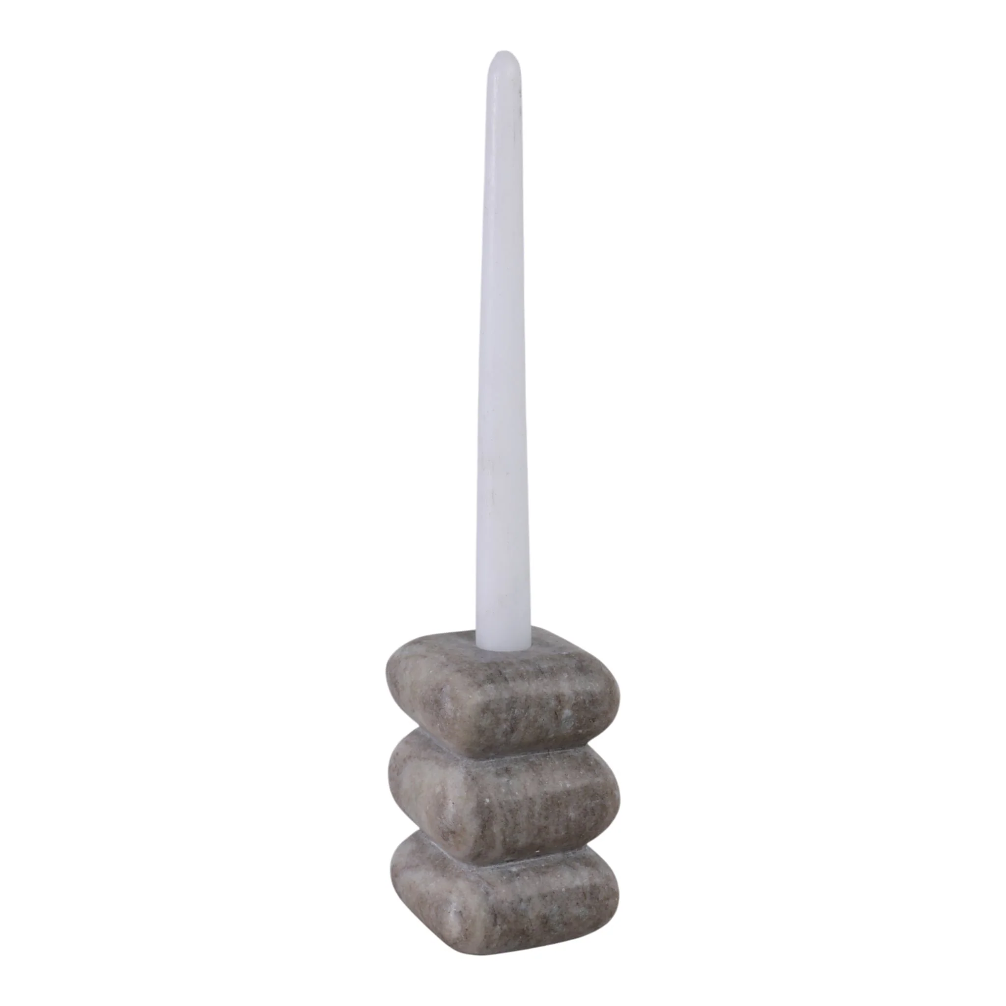 5x3" Curvy Marble Taper Holder, Beige - Image 2