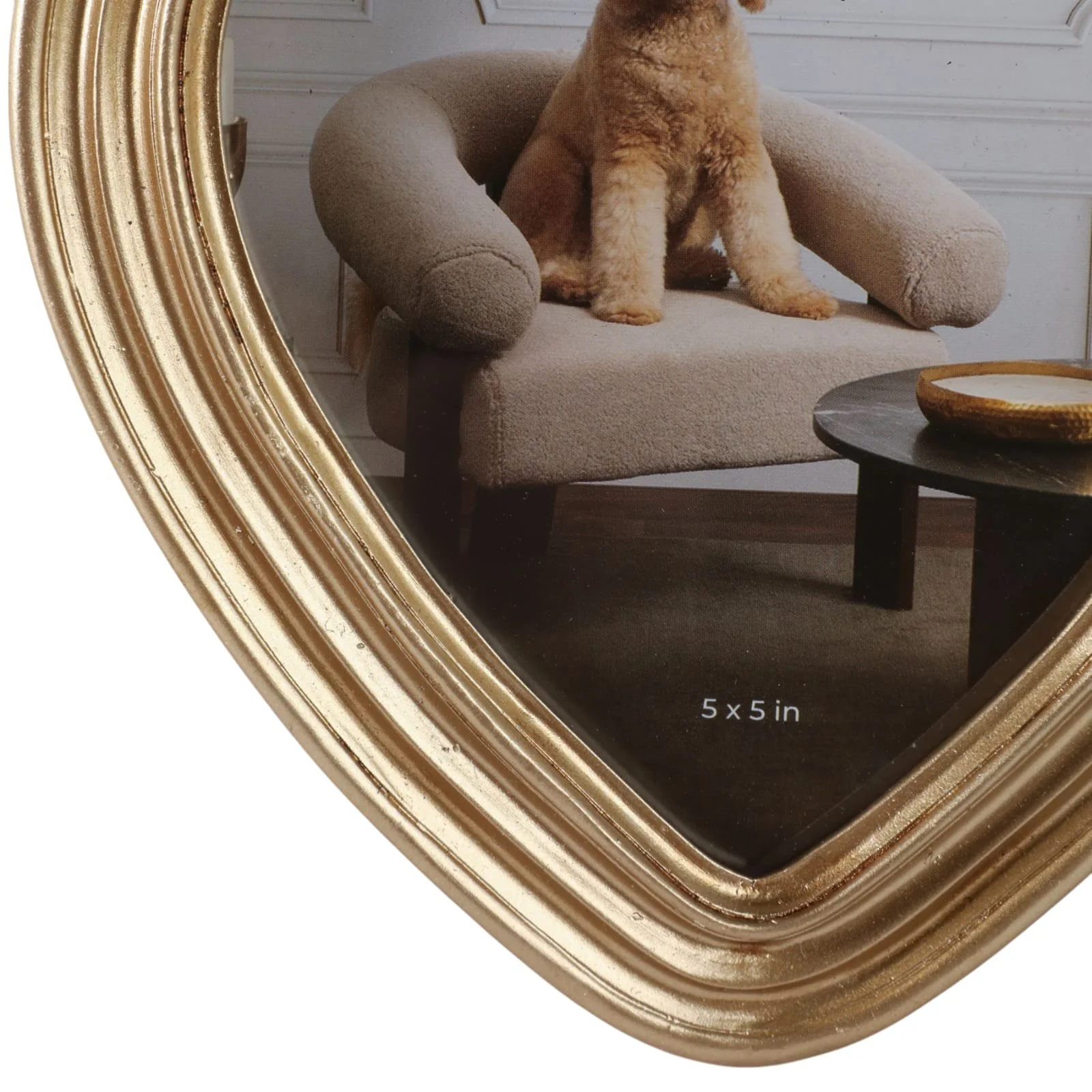 5x5 Heart Photo Frame With Roses, Gold - Image 5