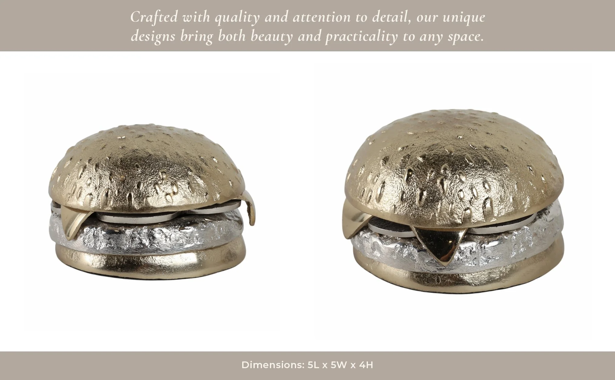 5x5" Mixed Metal Cheeseburger, Silver/gold - Image 13