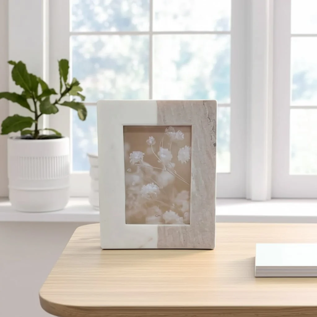 5x7 2-tone Marble Photo Frame, Beige/white - Image 11