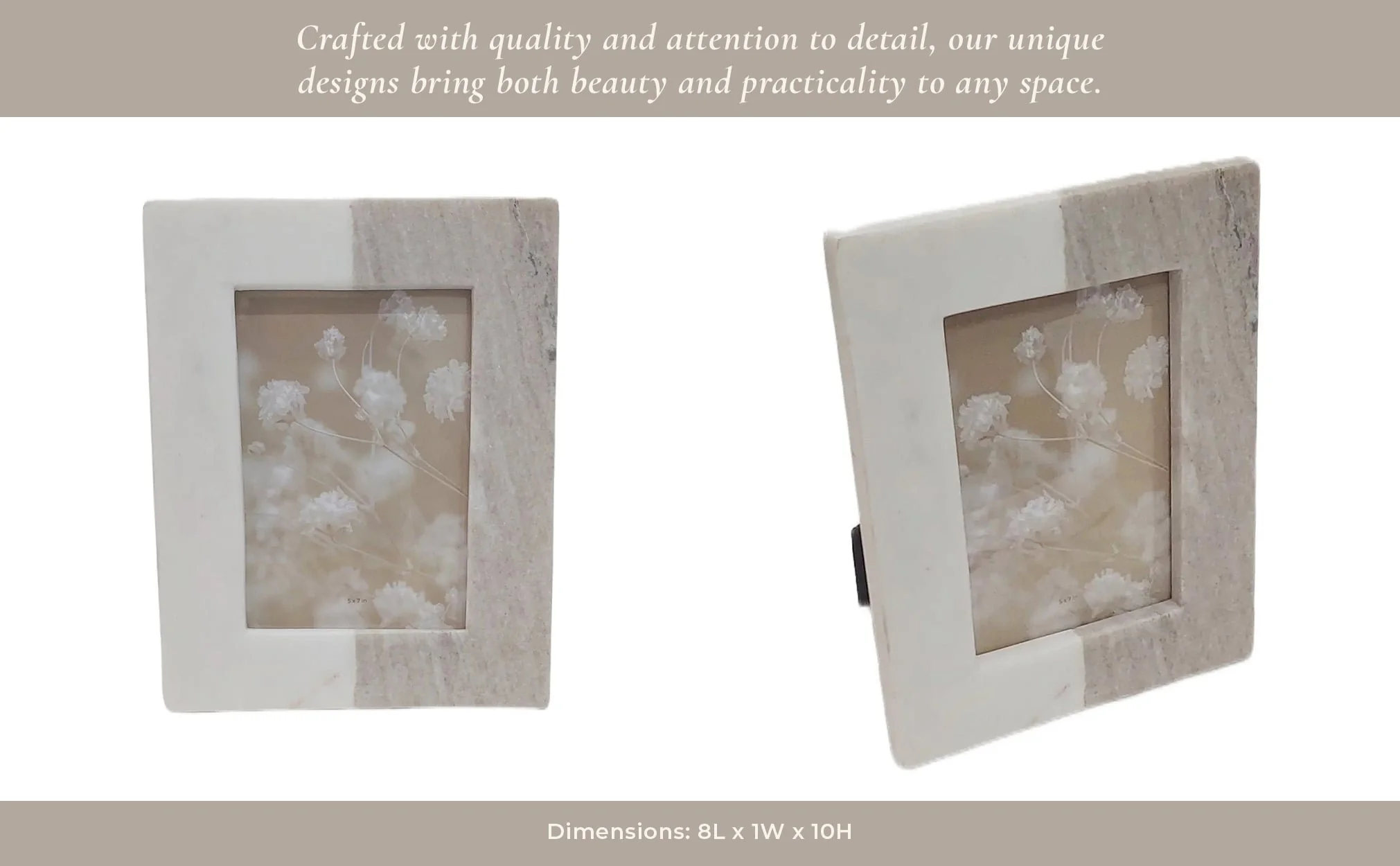 5x7 2-tone Marble Photo Frame, Beige/white - Image 12