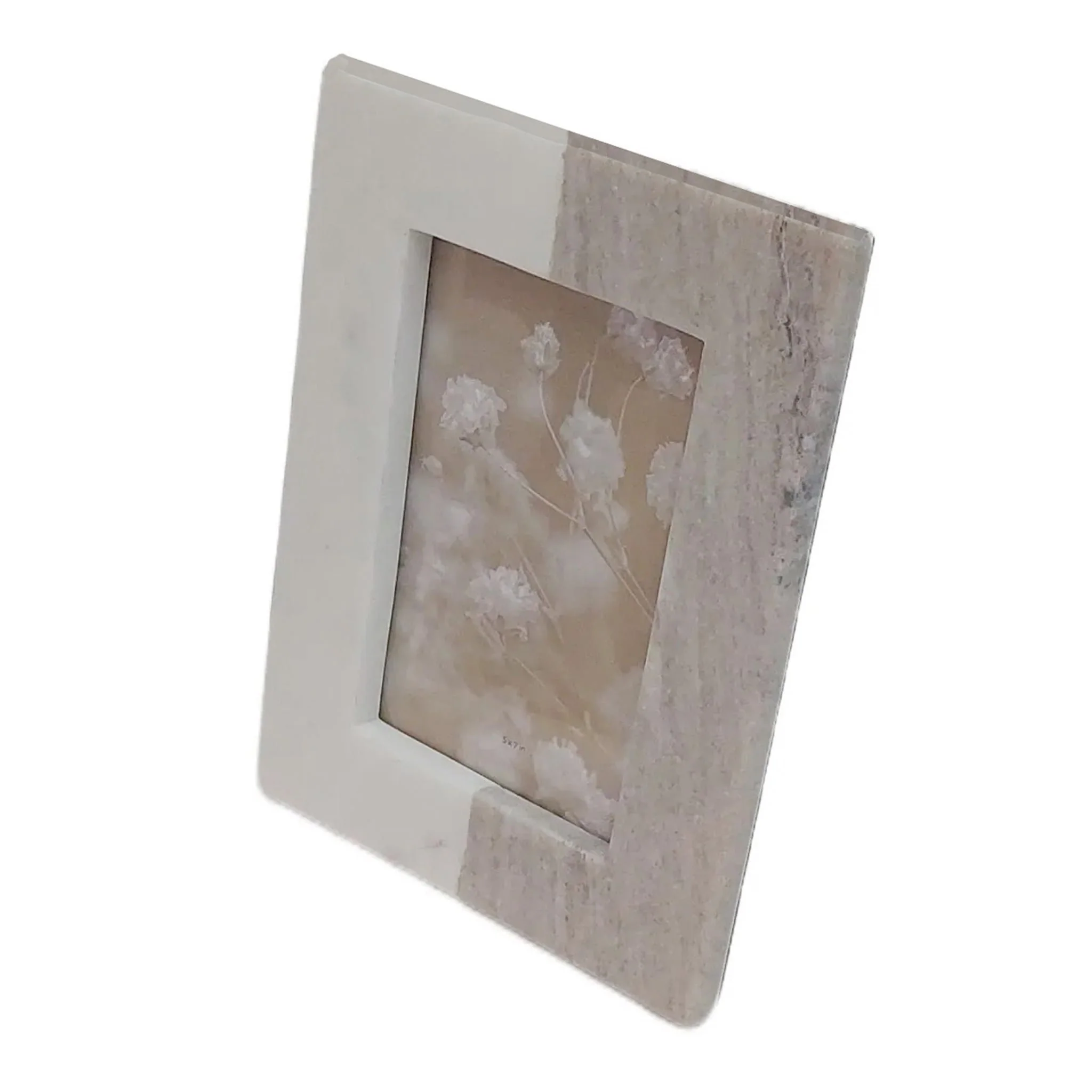 5x7 2-tone Marble Photo Frame, Beige/white - Image 5