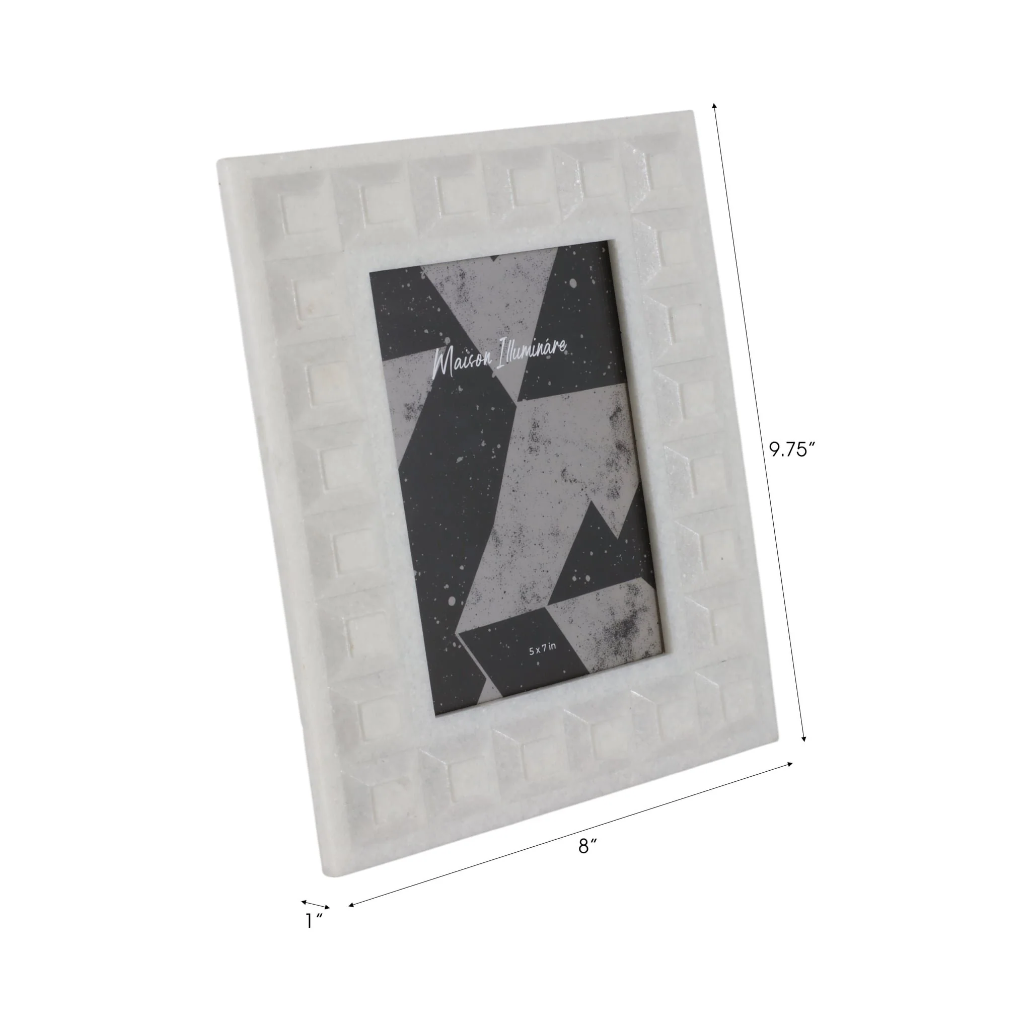 5x7" Block Border Quartz Resin Photo Frame, White - Image 2