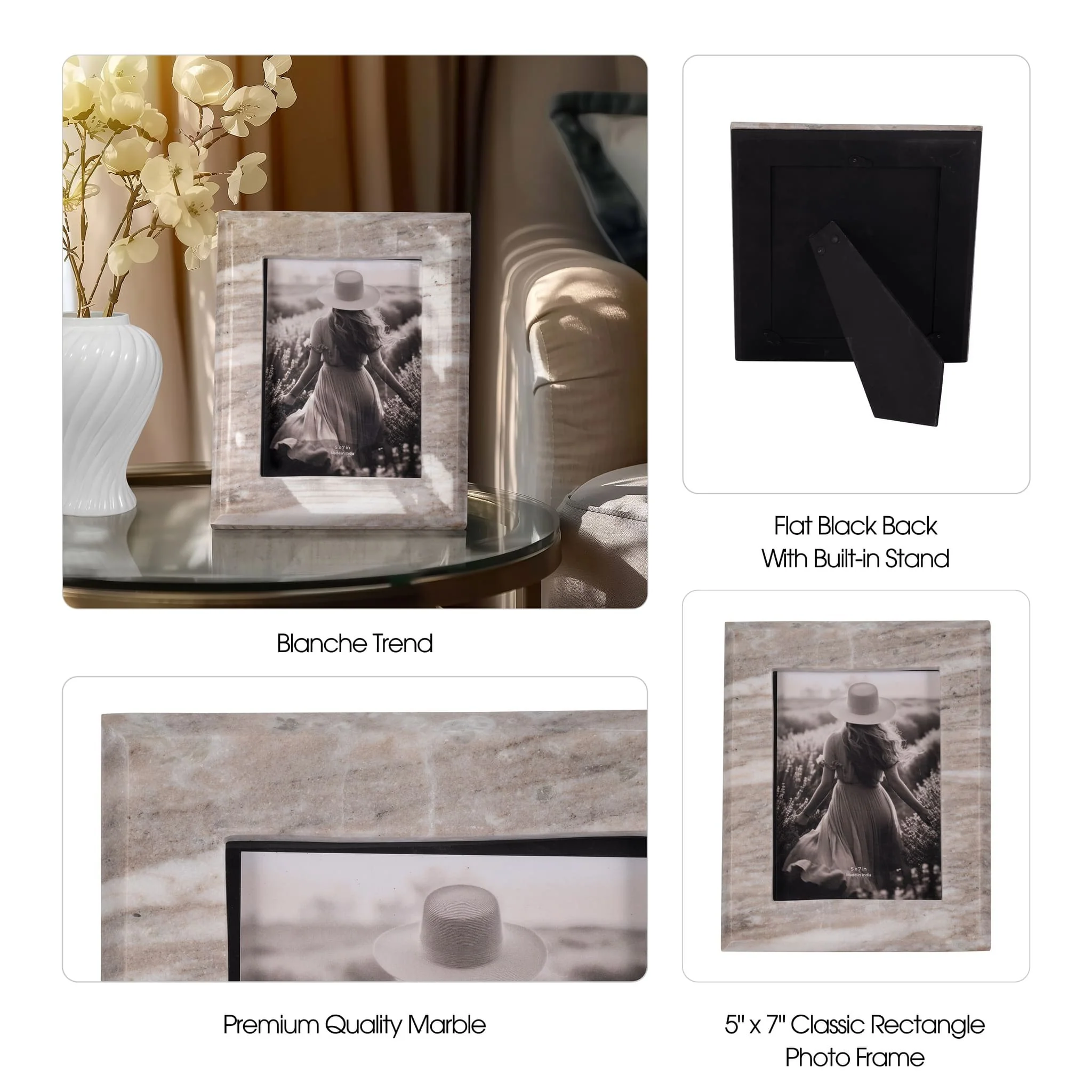 5x7 Curved Marble Photo Frame, Mocha - Image 8