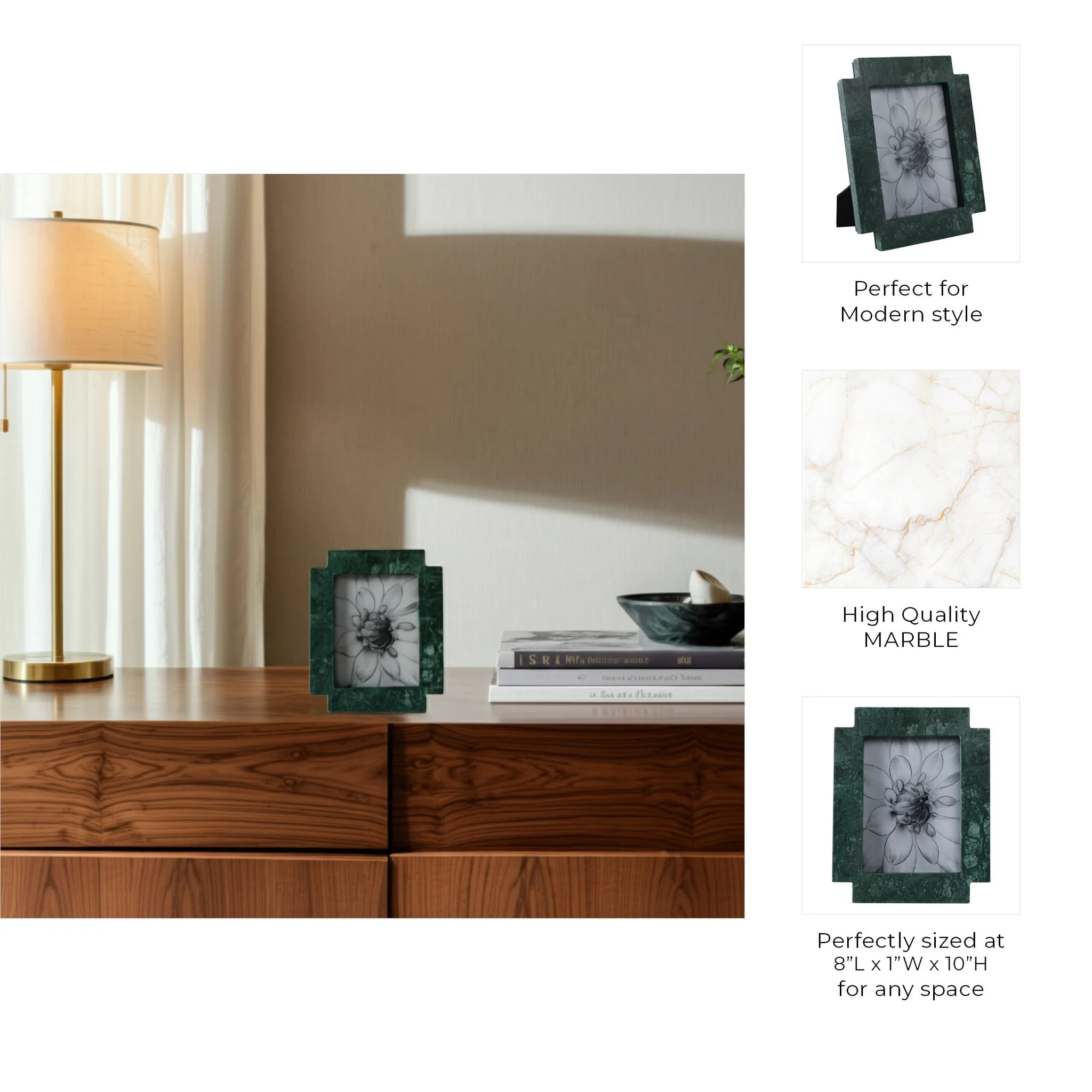 5x7 Cut Corners Marble Photo Frame, Green - Image 8