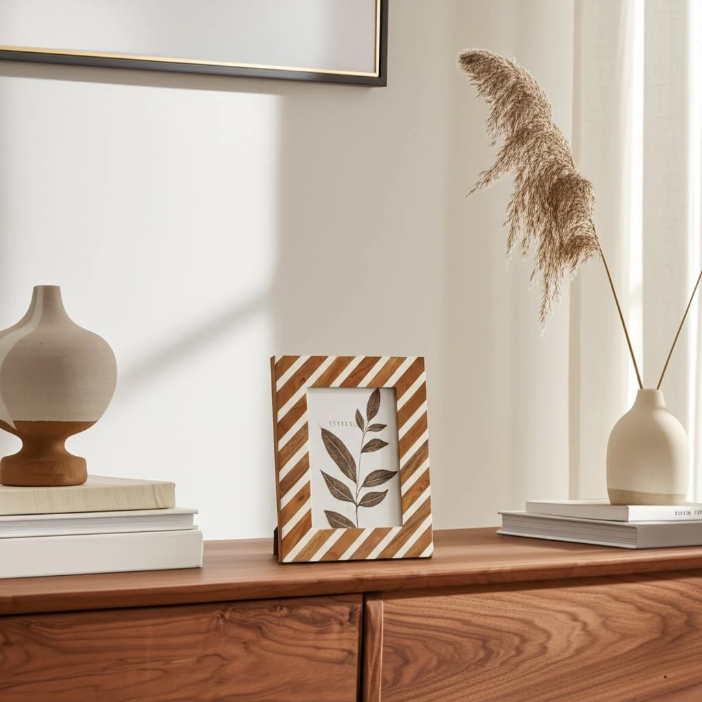 5x7 Diagonal Lines Photo Frame, Natural/ivory - Image 10