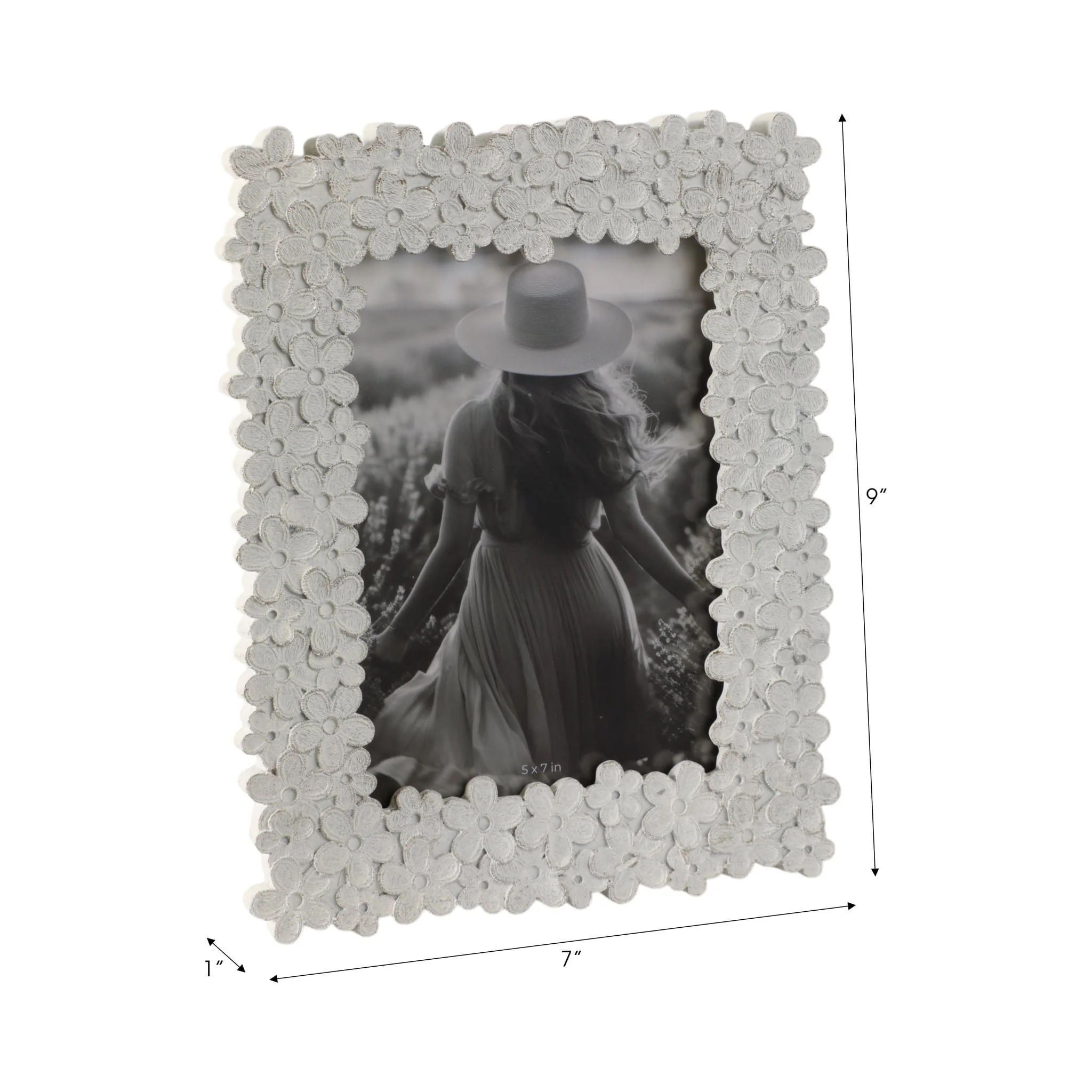 5x7" Floral Photo Frame, Ivory/gold - Image 5