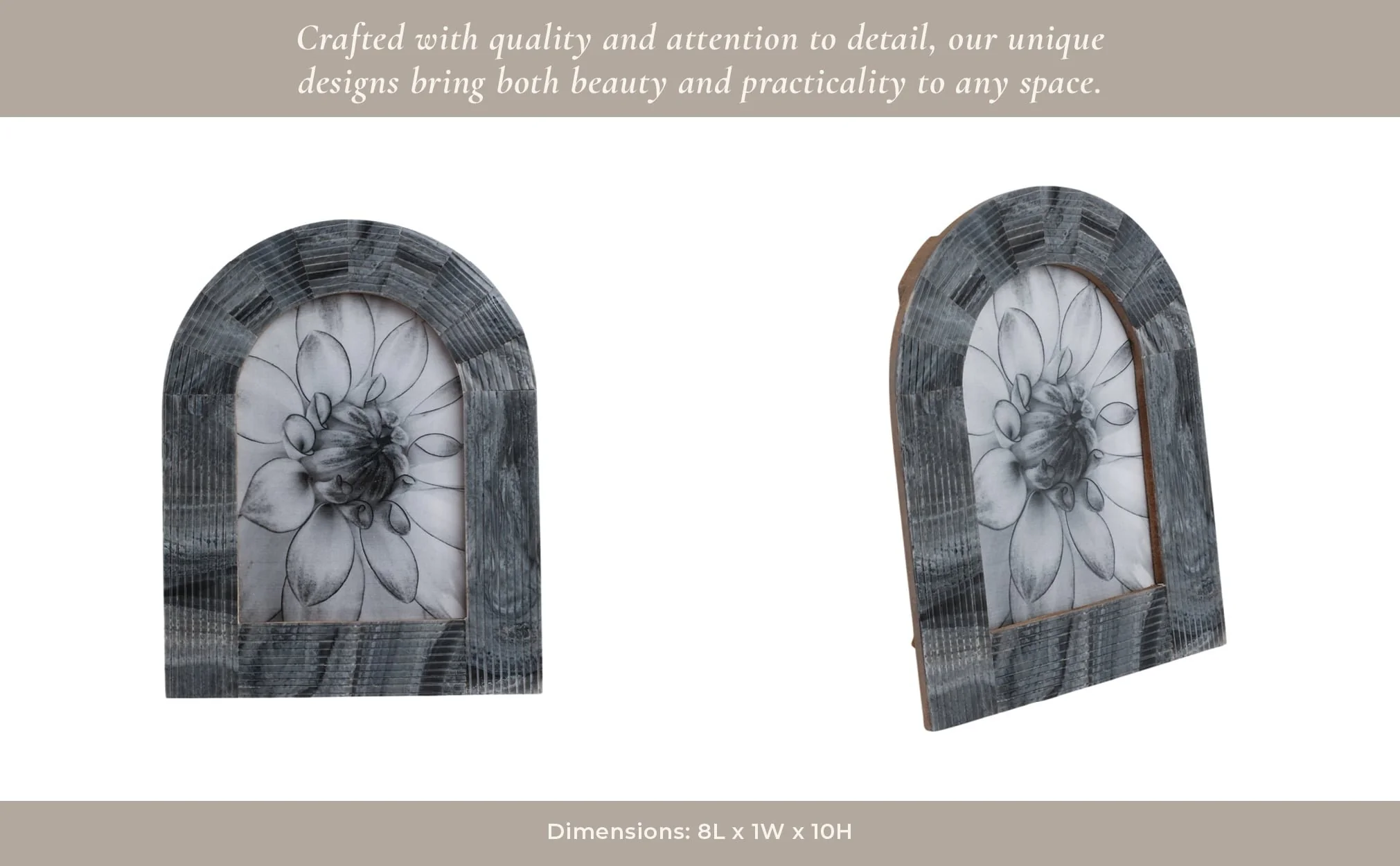 5x7 Grooved Arch Photo Frame, Marbled Grey - Image 13