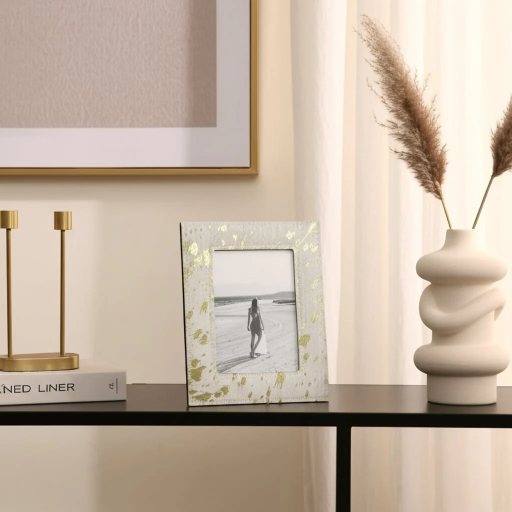 5x7" Hair On Hide Speckled Photo Frame, Tan - Image 3