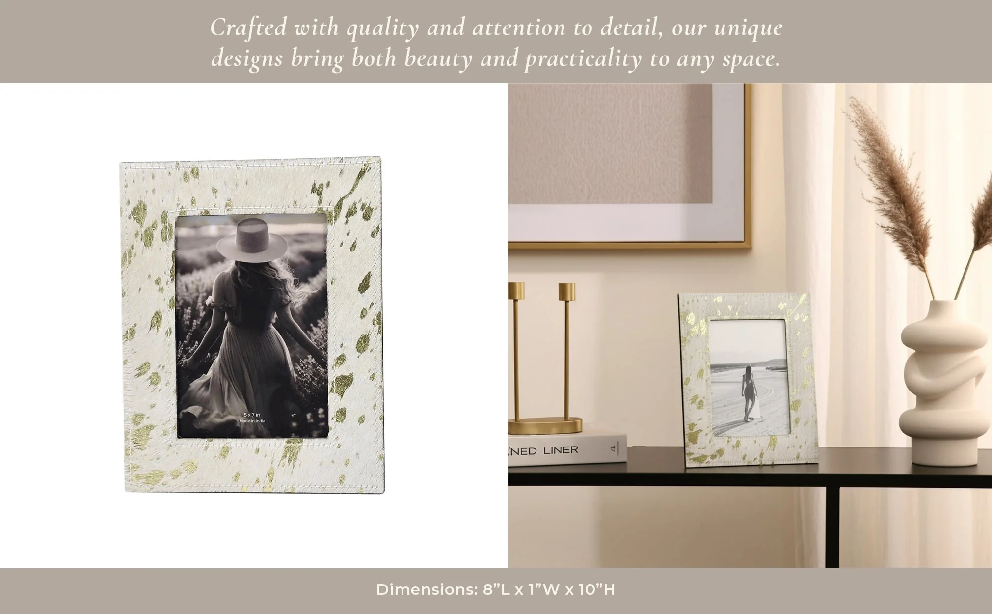 5x7" Hair On Hide Speckled Photo Frame, Tan - Image 7