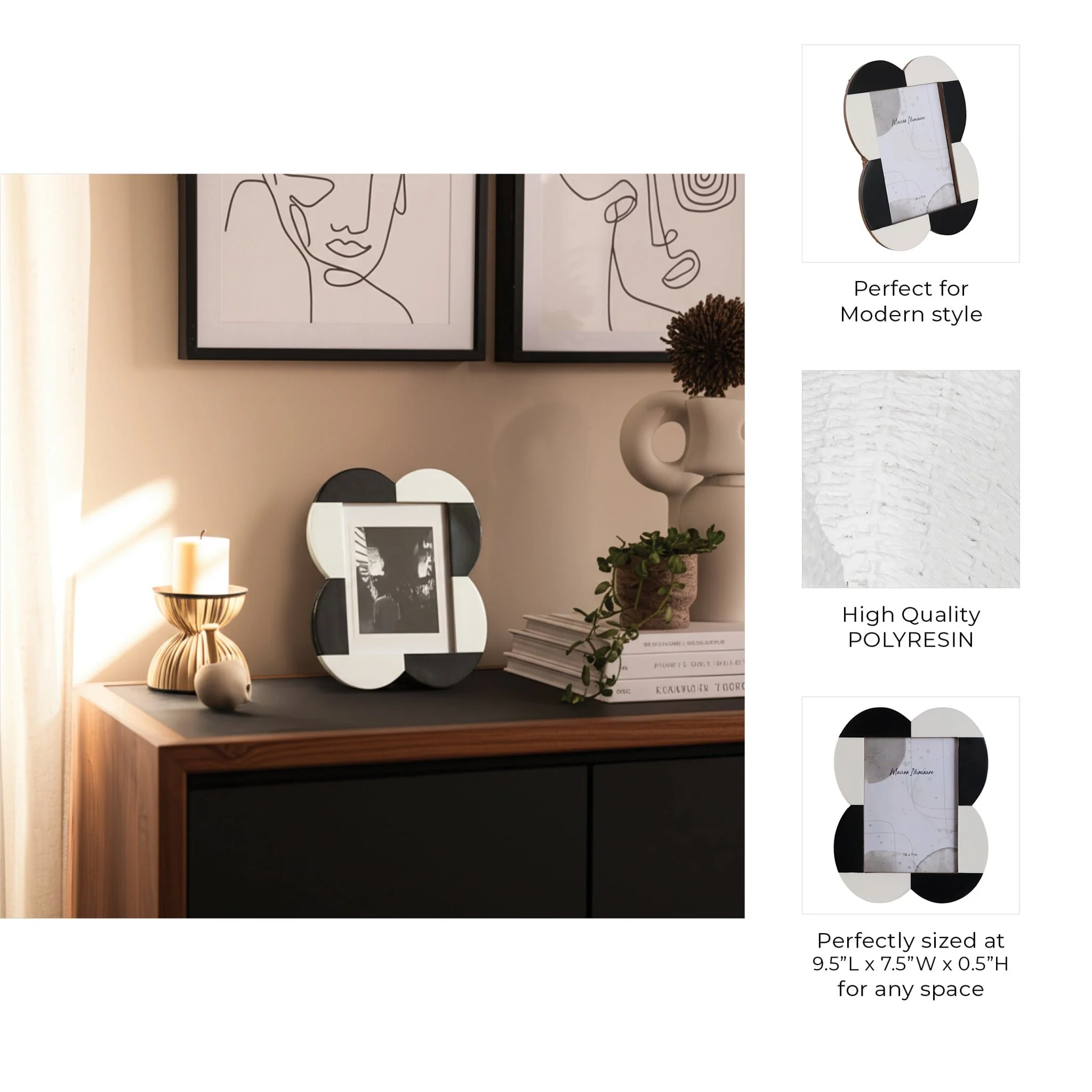 5x7 Large Scallop Photo Frame, Black/white - Image 8