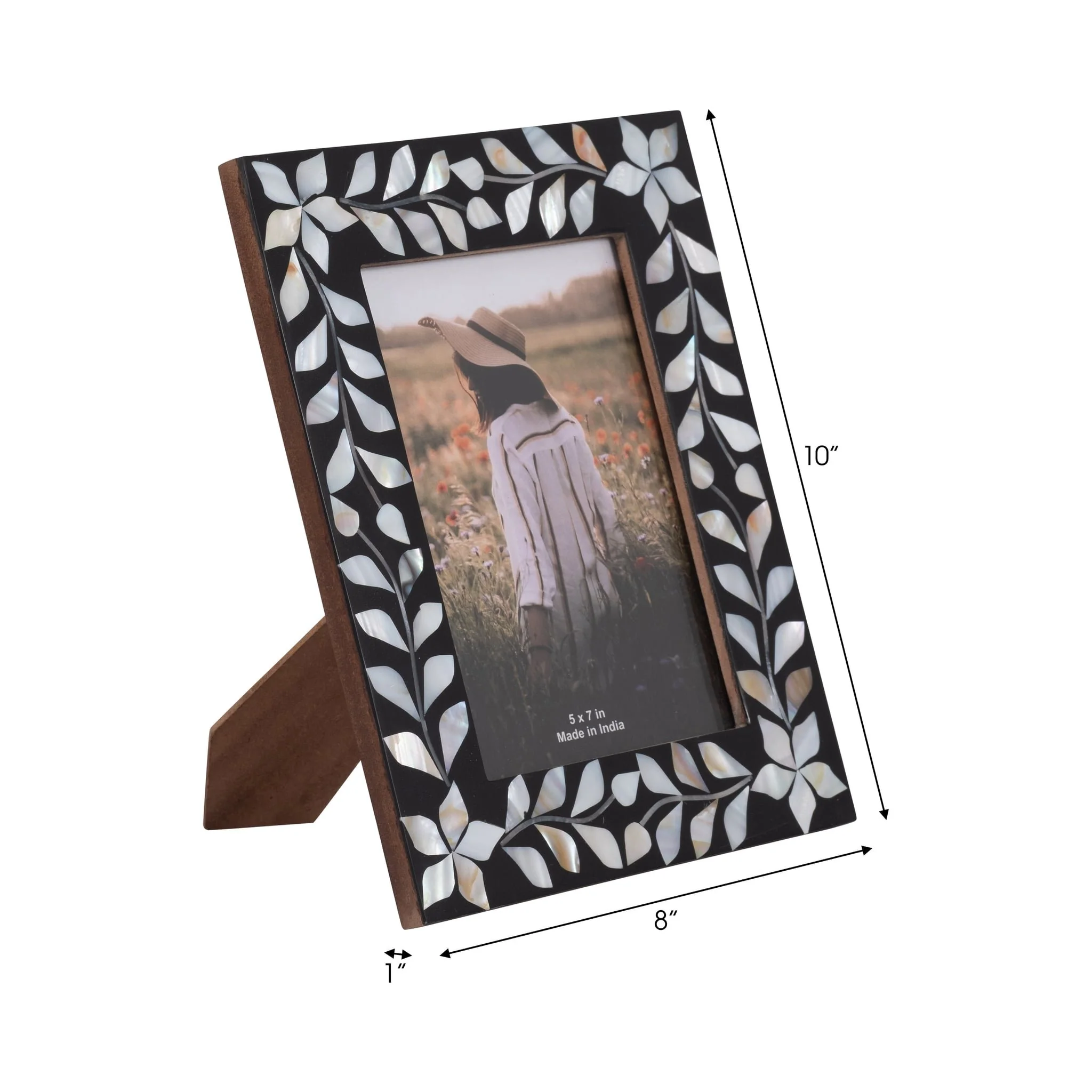 5x7 Mother Of Pearl Inlay Vine Photo Frame, Black - Image 2