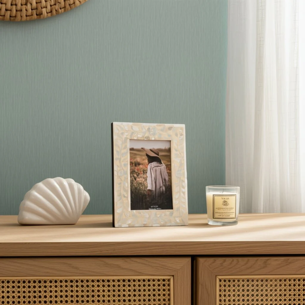 5x7 Mother Of Pearl Inlay Vine Photo Frame, Ivory - Image 10