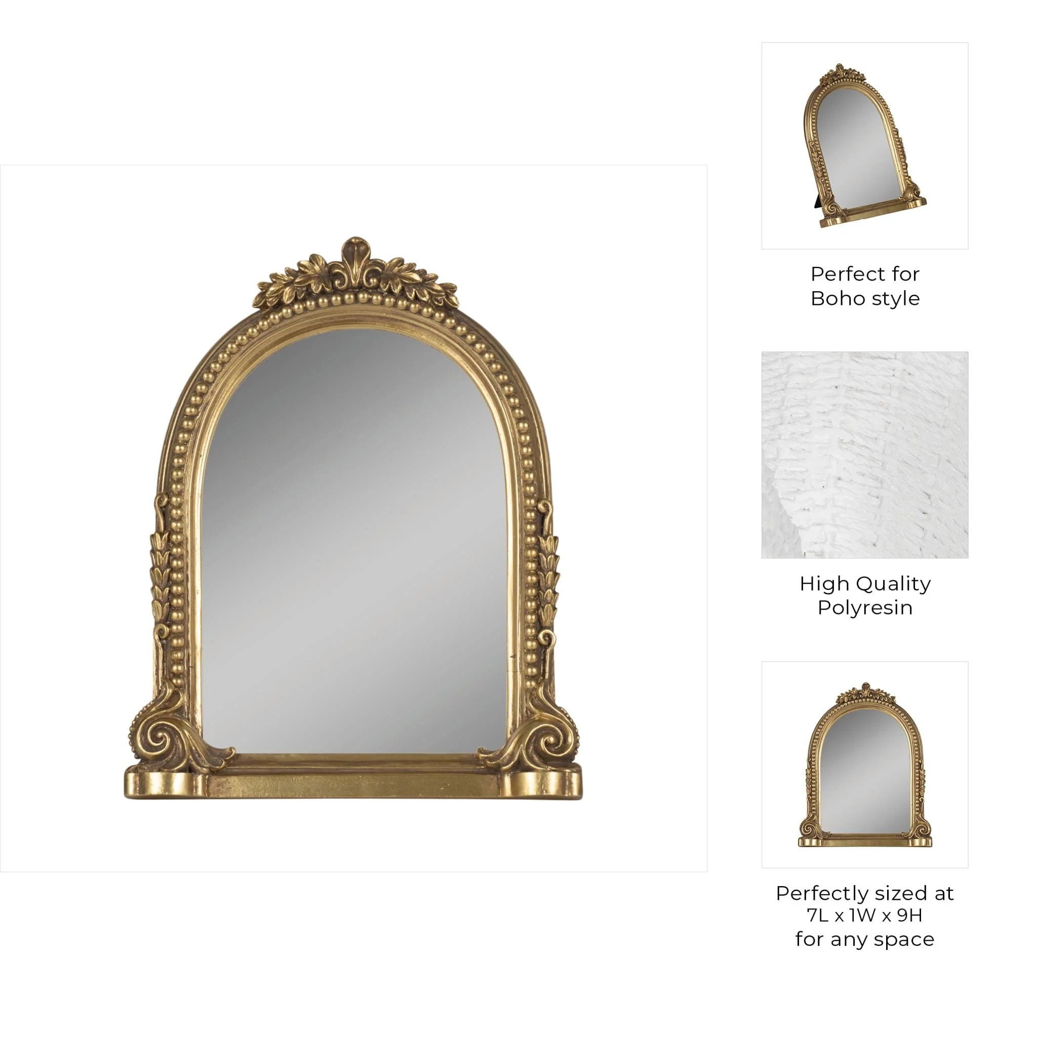 5x7 Ornate Arch Photo Frame, Gold - Image 8