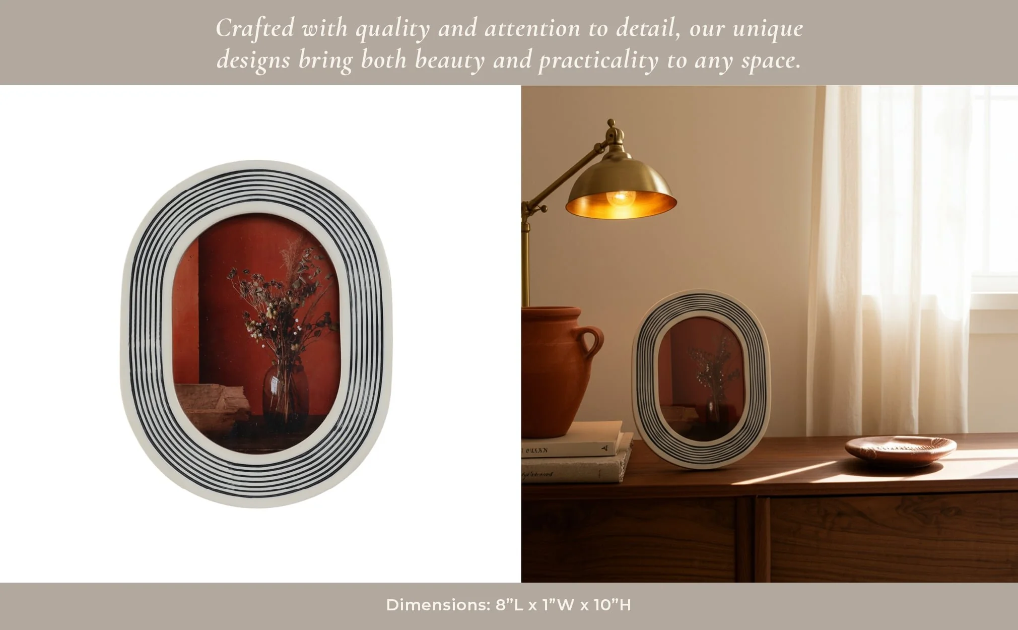 5x7 Oval Etched Lines Photo Frame, White/black - Image 13
