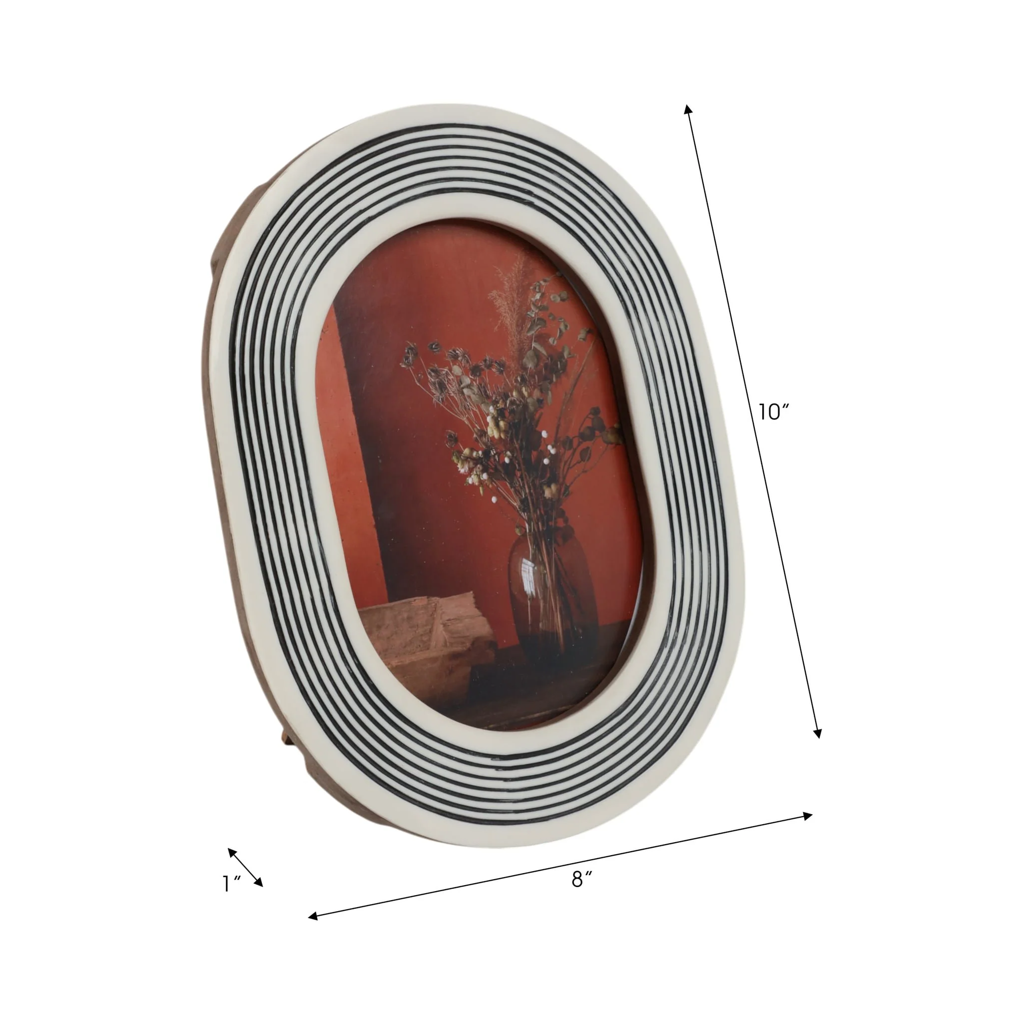 5x7 Oval Etched Lines Photo Frame, White/black - Image 7