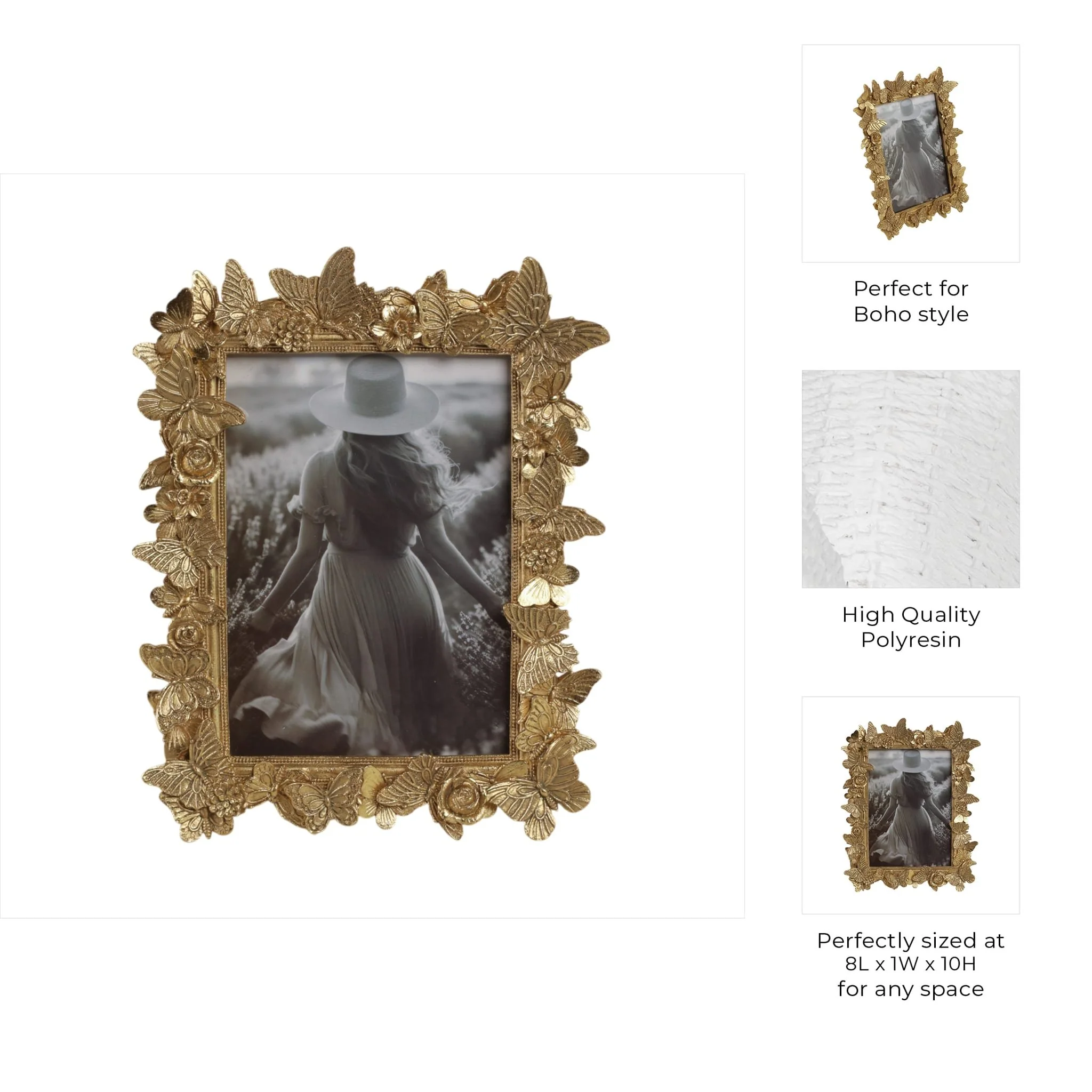 5x7 Polyresin In Bloom Photo Frame, Gold - Image 9