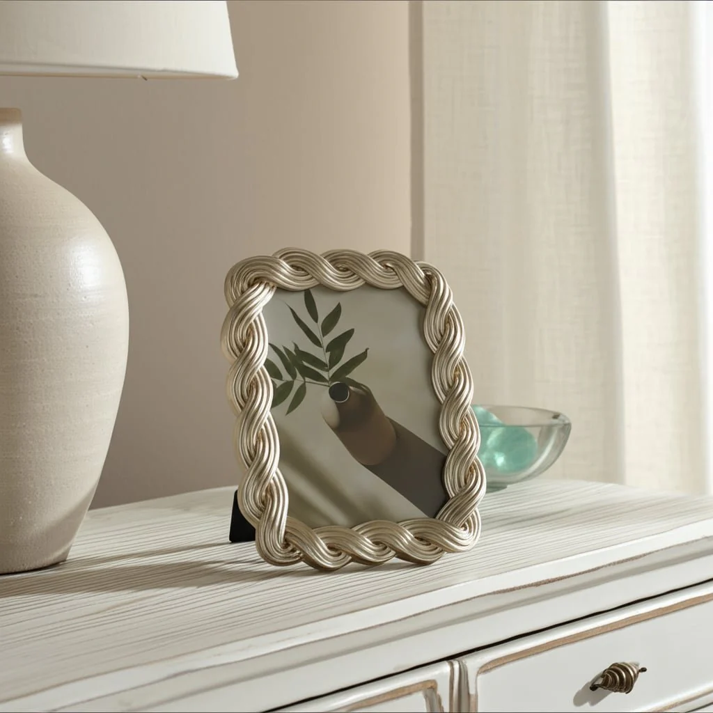 5x7 Polyresin Twisted Rope Photo Frame, Gold - Image 10