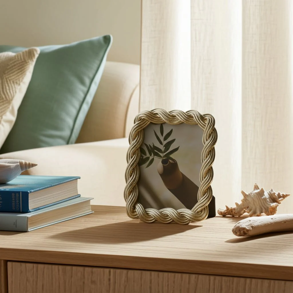 5x7 Polyresin Twisted Rope Photo Frame, Gold - Image 12