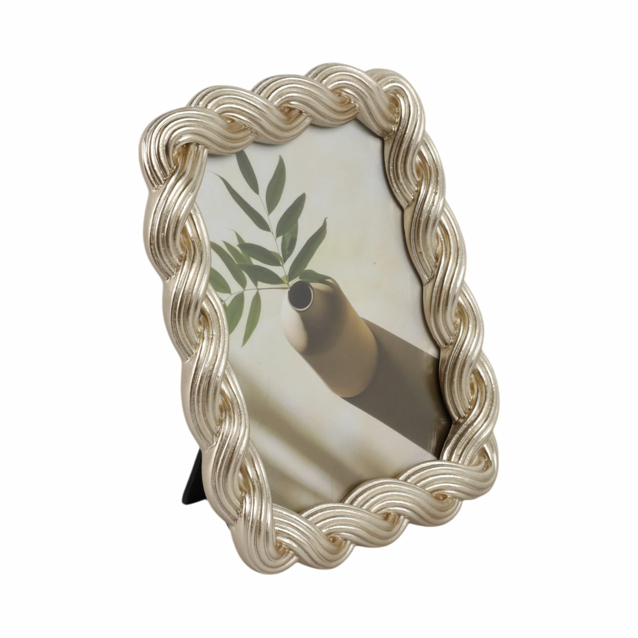 5x7 Polyresin Twisted Rope Photo Frame, Gold - Image 2