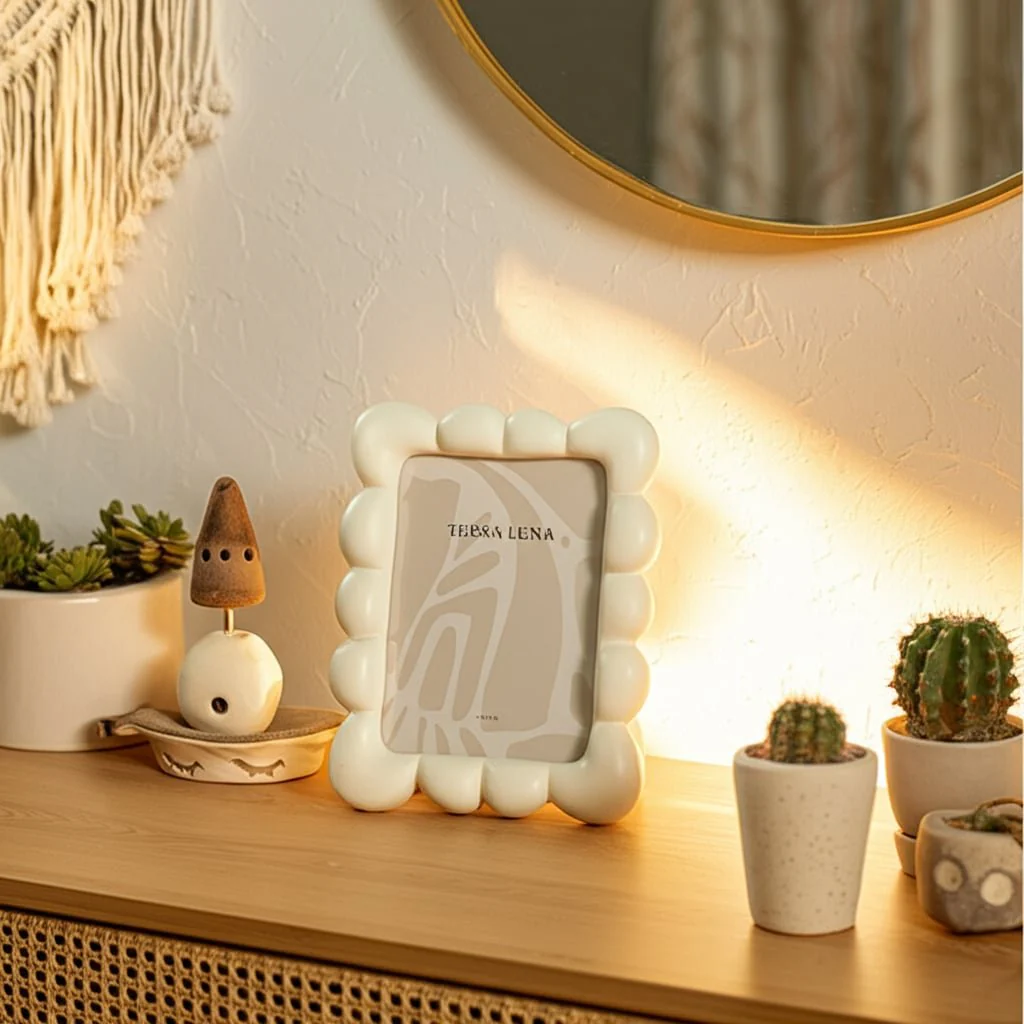5x7" Puffy Squiggle Photo Frame, Ivory - Image 8