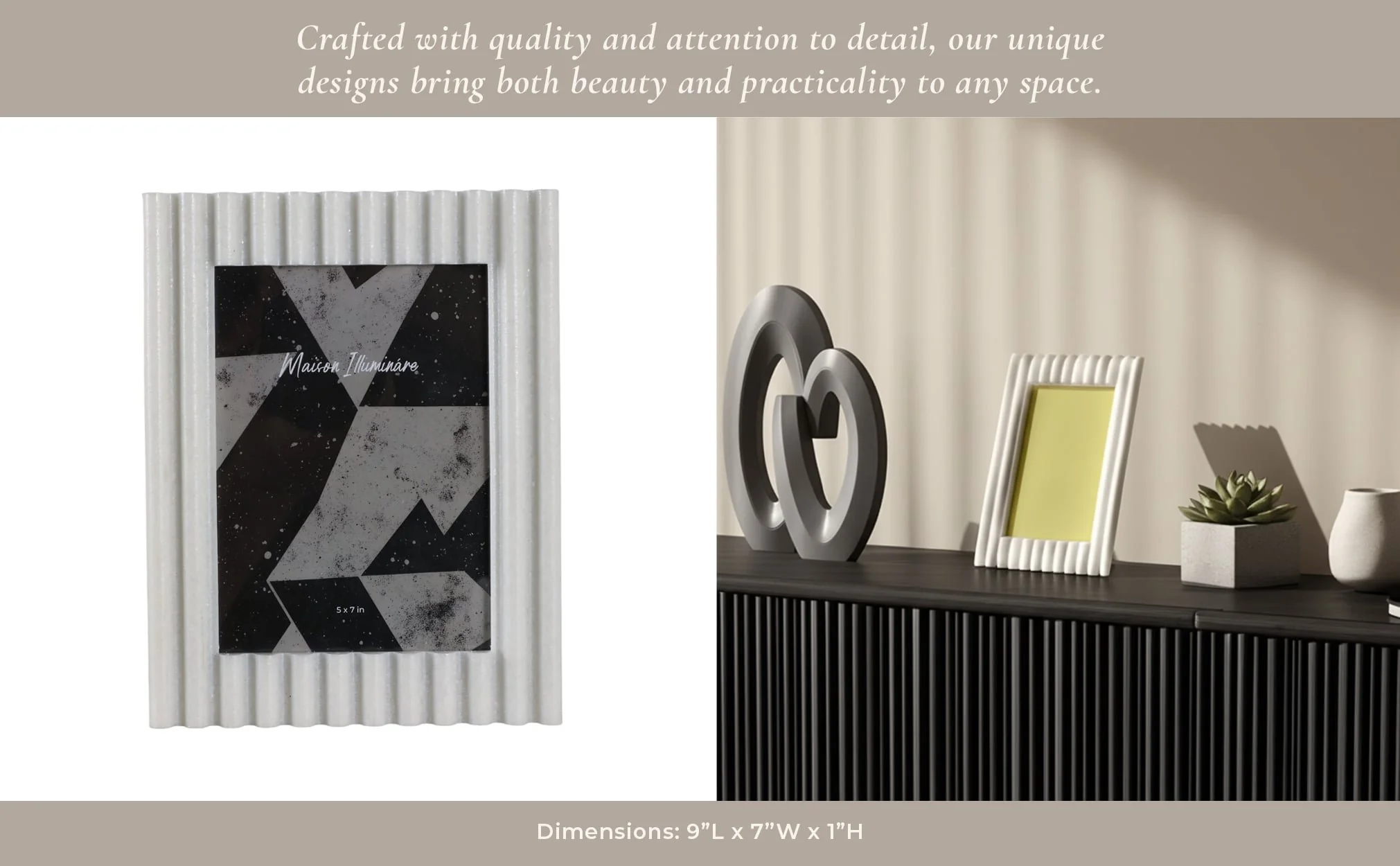 5x7" Ridged Quartz Resin Photo Frame, White - Image 13