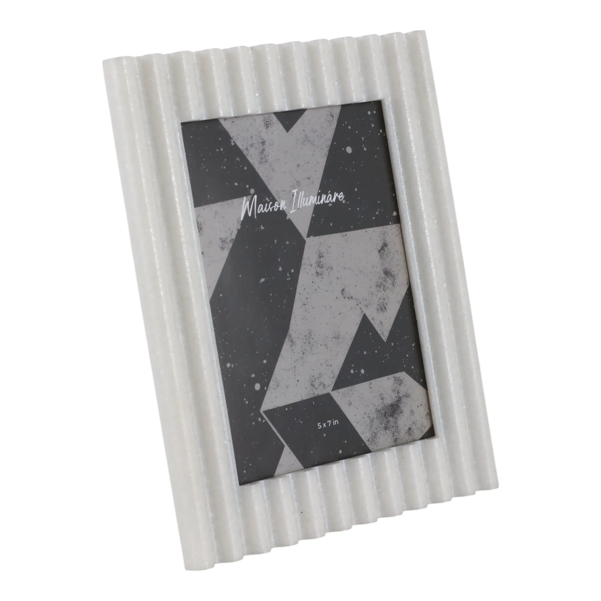 5x7" Ridged Quartz Resin Photo Frame, White - Image 2