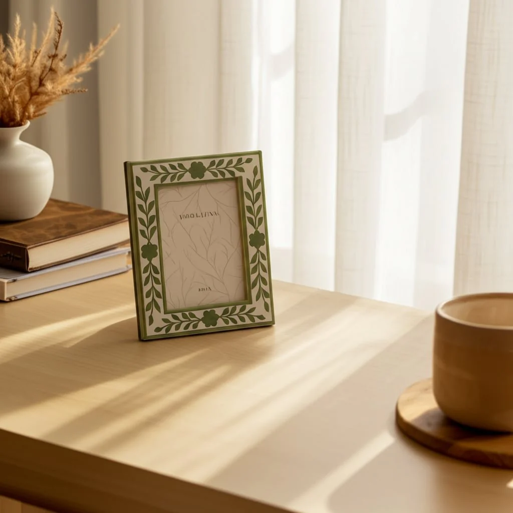 5x7 Sage Green Petals Photo Frame, White/green - Image 11