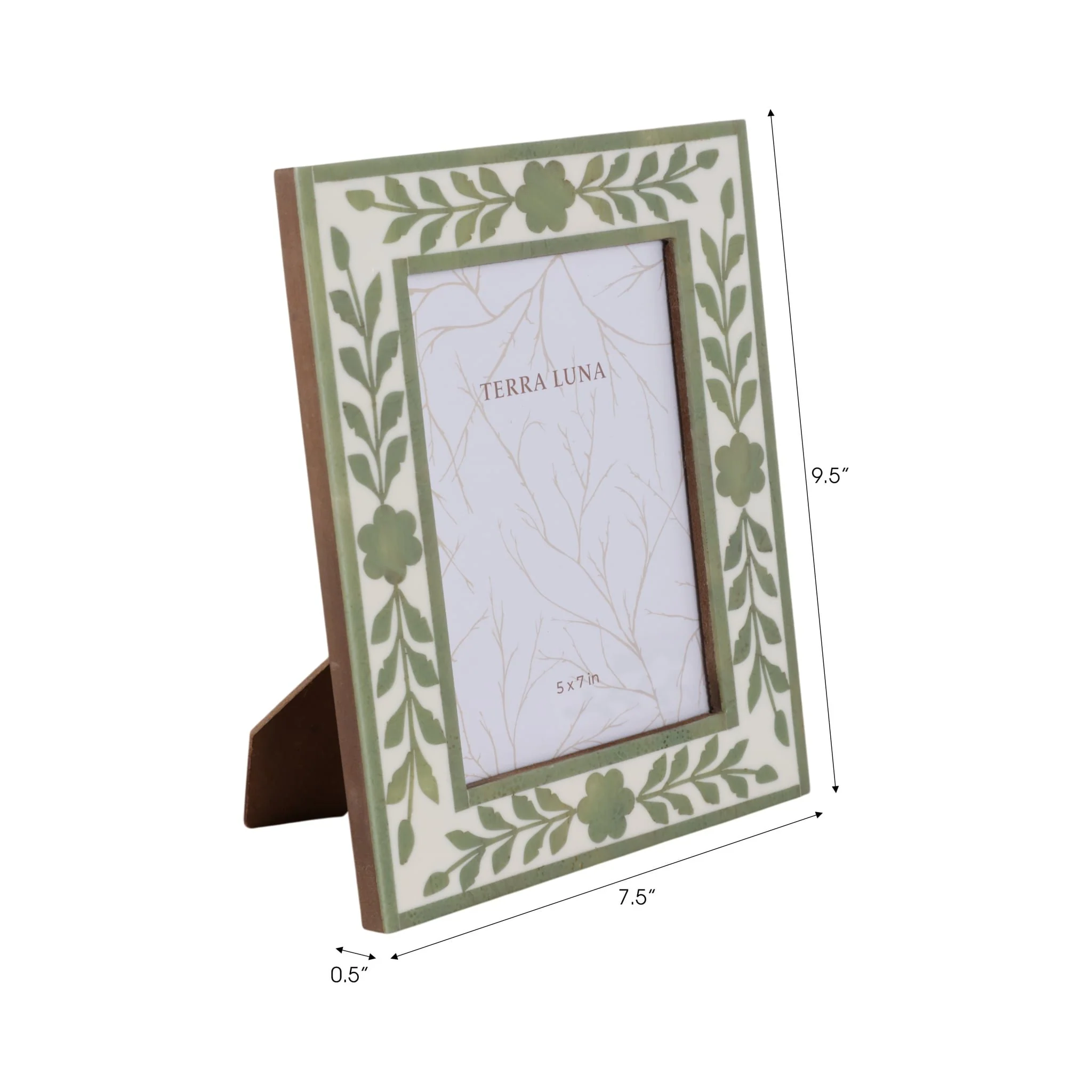 5x7 Sage Green Petals Photo Frame, White/green - Image 7