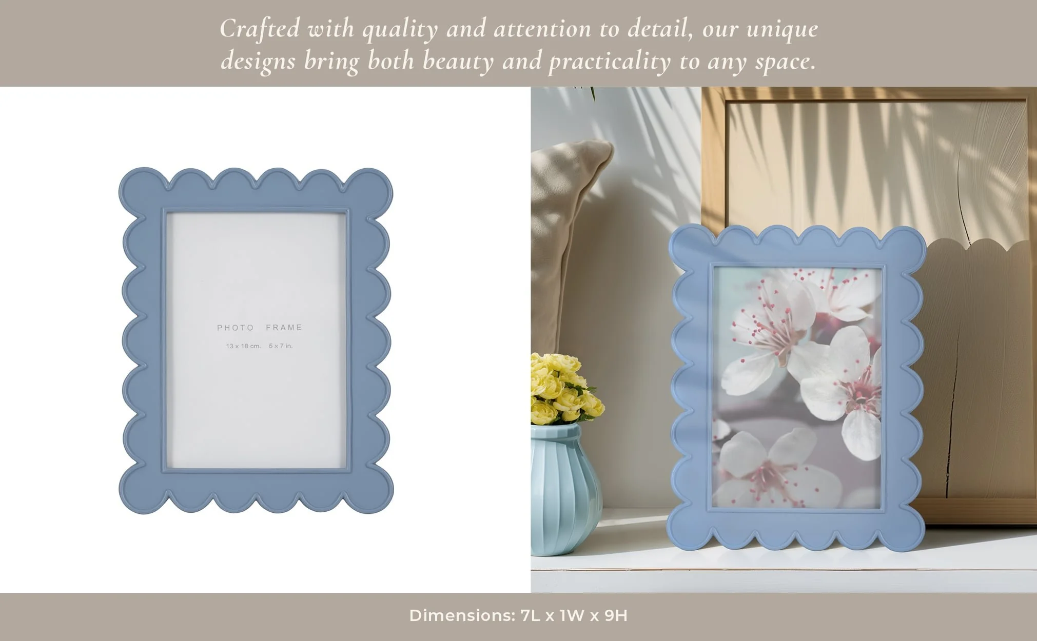 5x7 Scallop Edge Photo Frame, Blue - Image 10