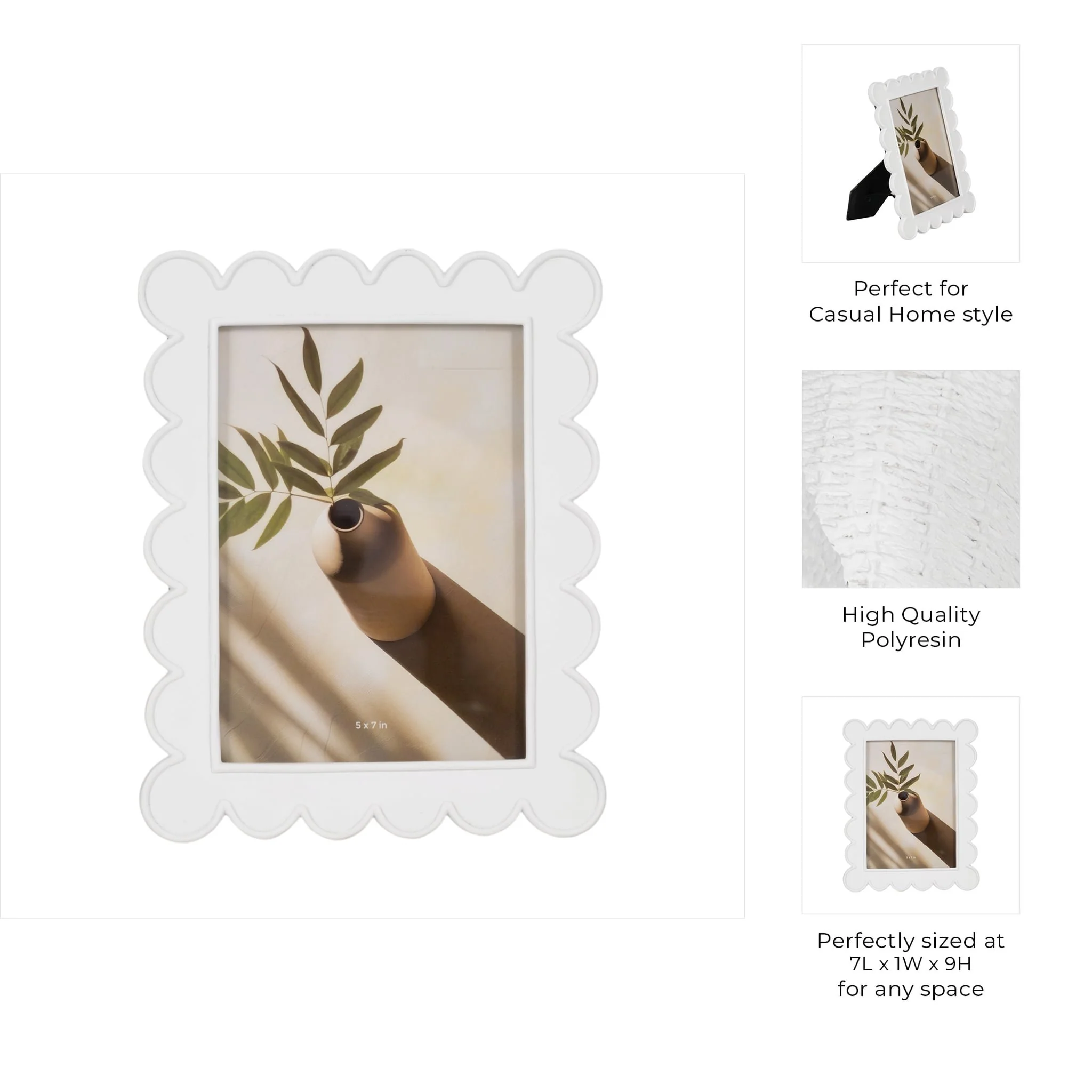 5x7 Scallop Edge Photo Frame, White - Image 8