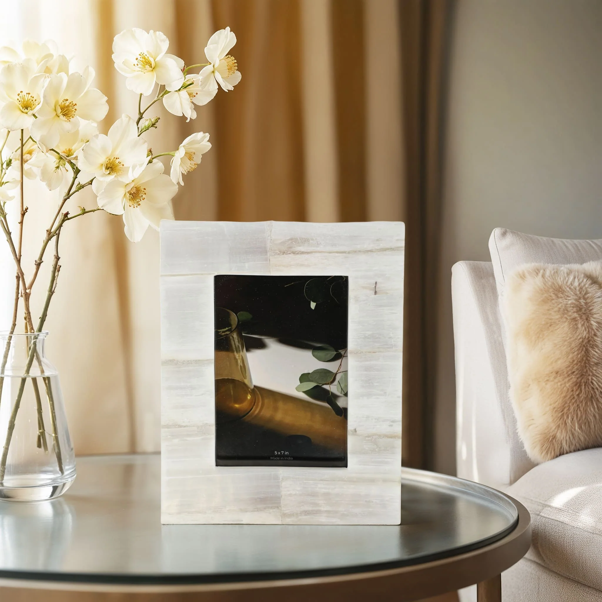 5x7 Selenite Photo Frame, White - Image 9