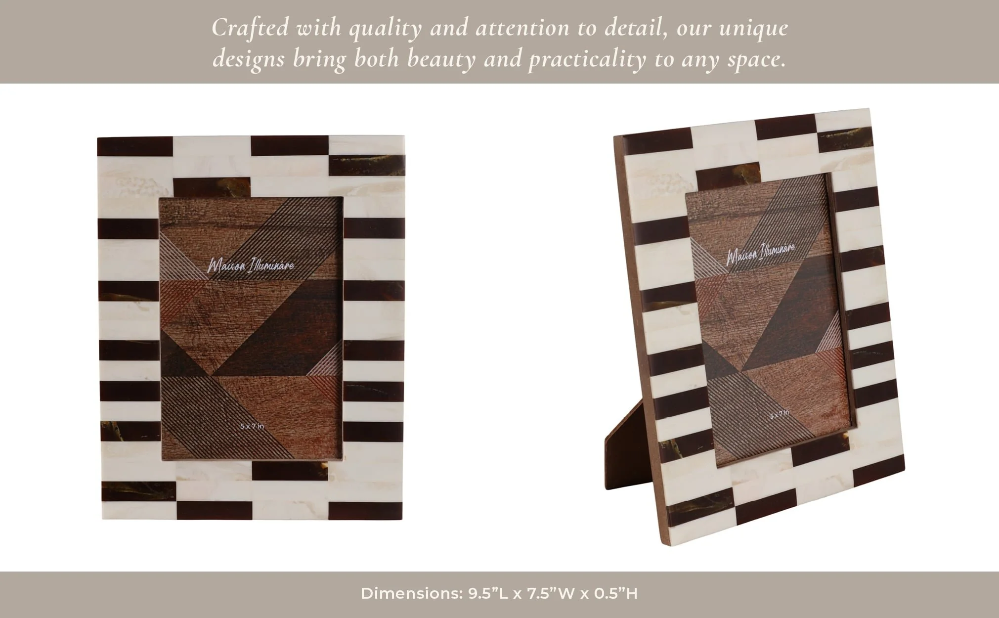 5x7 Small Stripe Photo Frame, Brown/ivory - Image 11