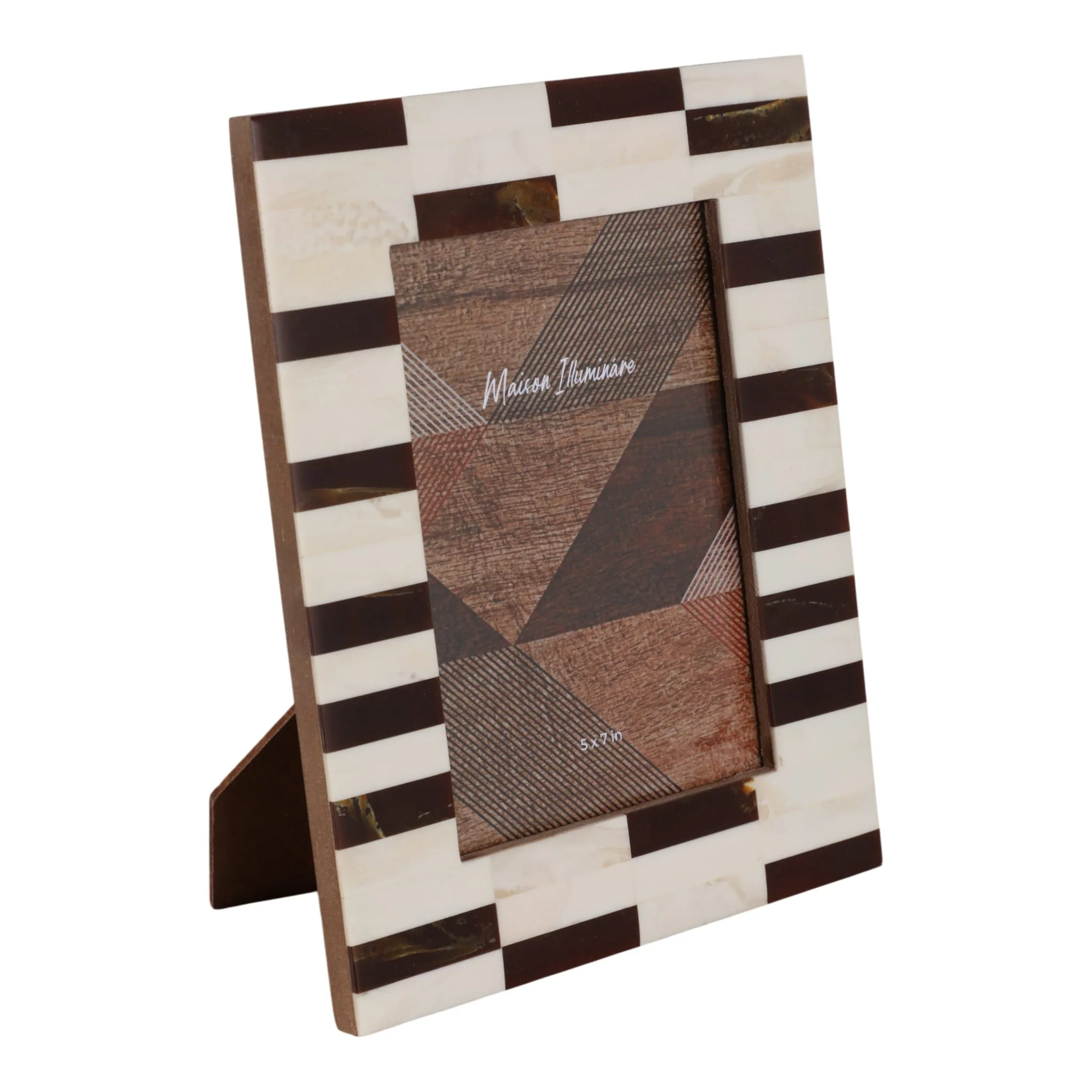 5x7 Small Stripe Photo Frame, Brown/ivory - Image 2