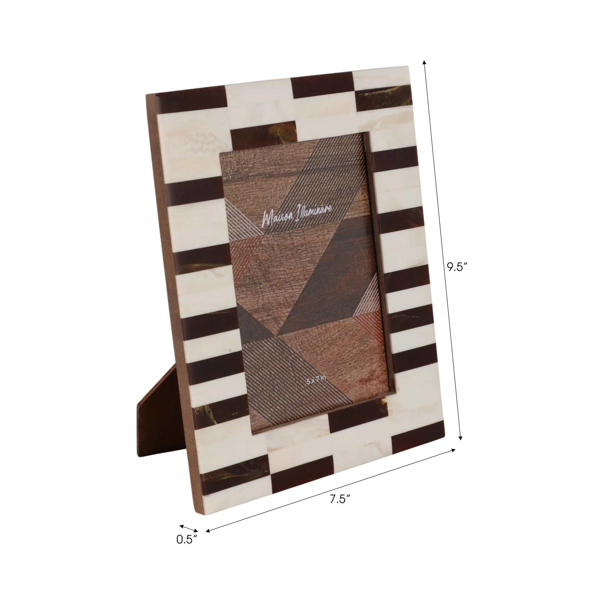 5x7 Small Stripe Photo Frame, Brown/ivory - Image 7