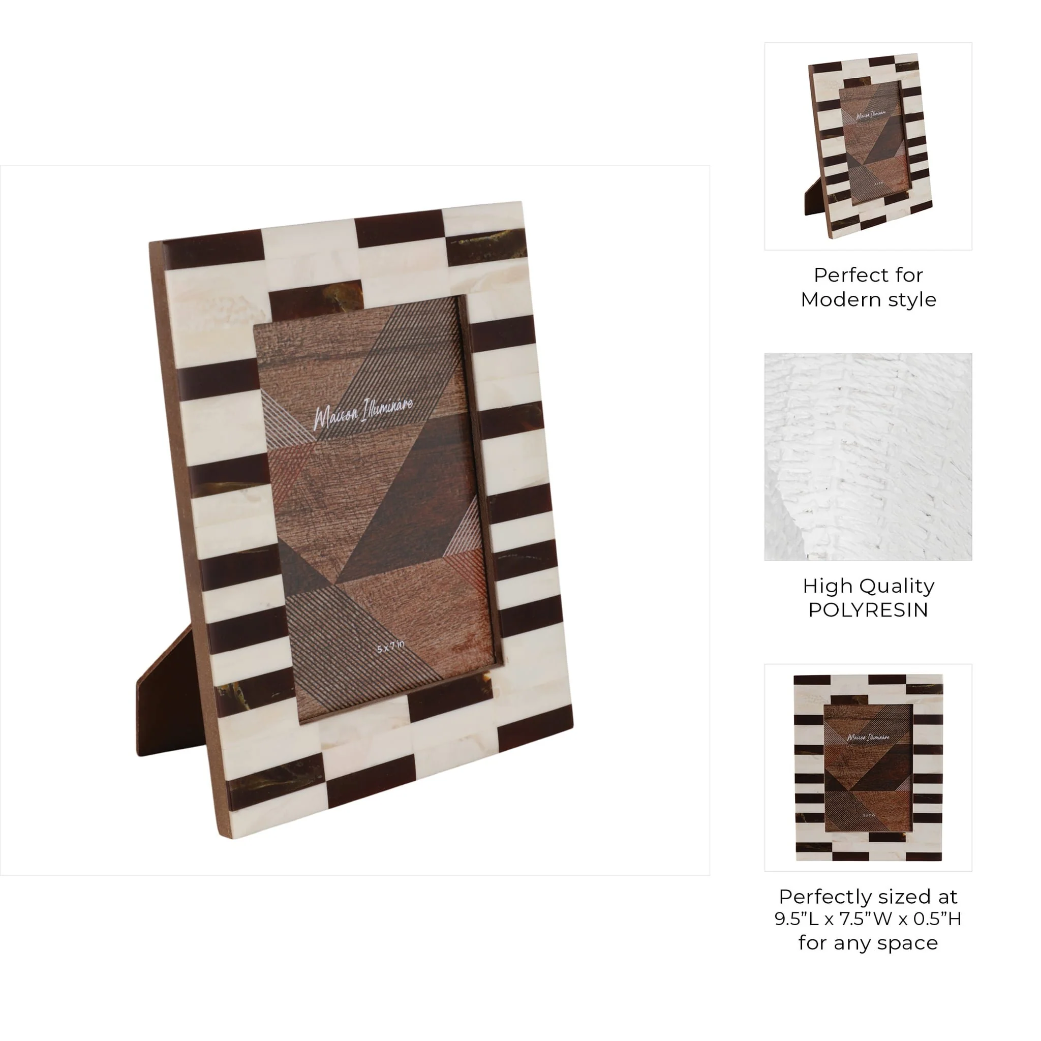 5x7 Small Stripe Photo Frame, Brown/ivory - Image 8