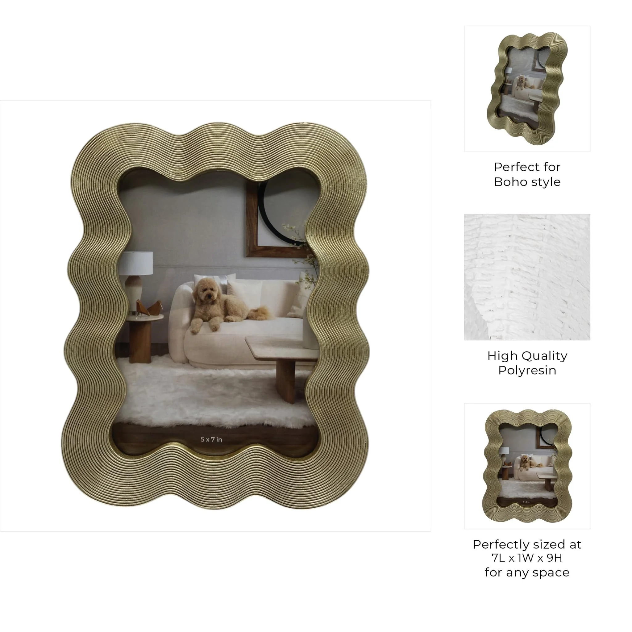 5x7" Squiggle Photo Frame, Gold - Image 6