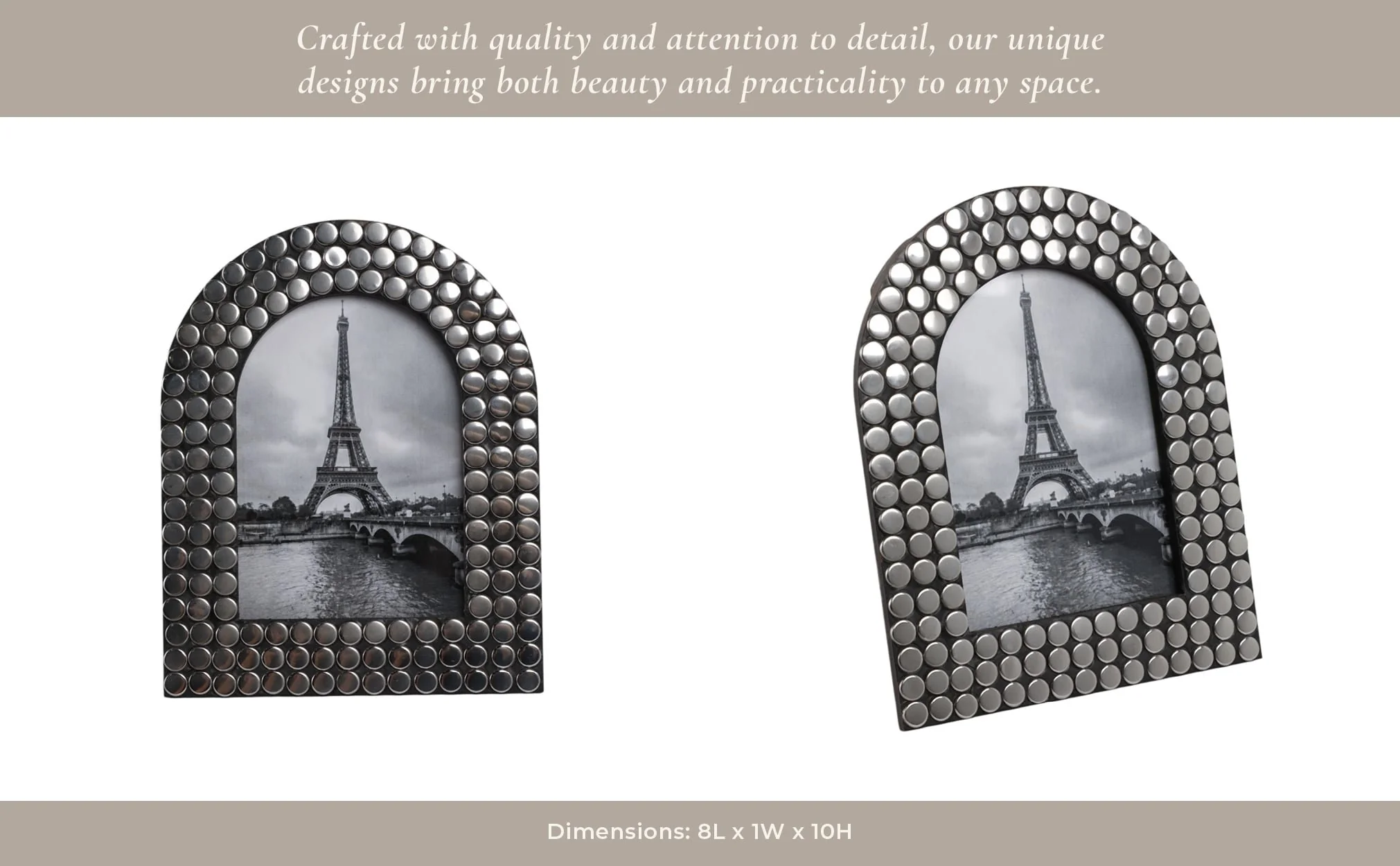 5x7 Studded Arch Photo Frame, Silver/black - Image 12