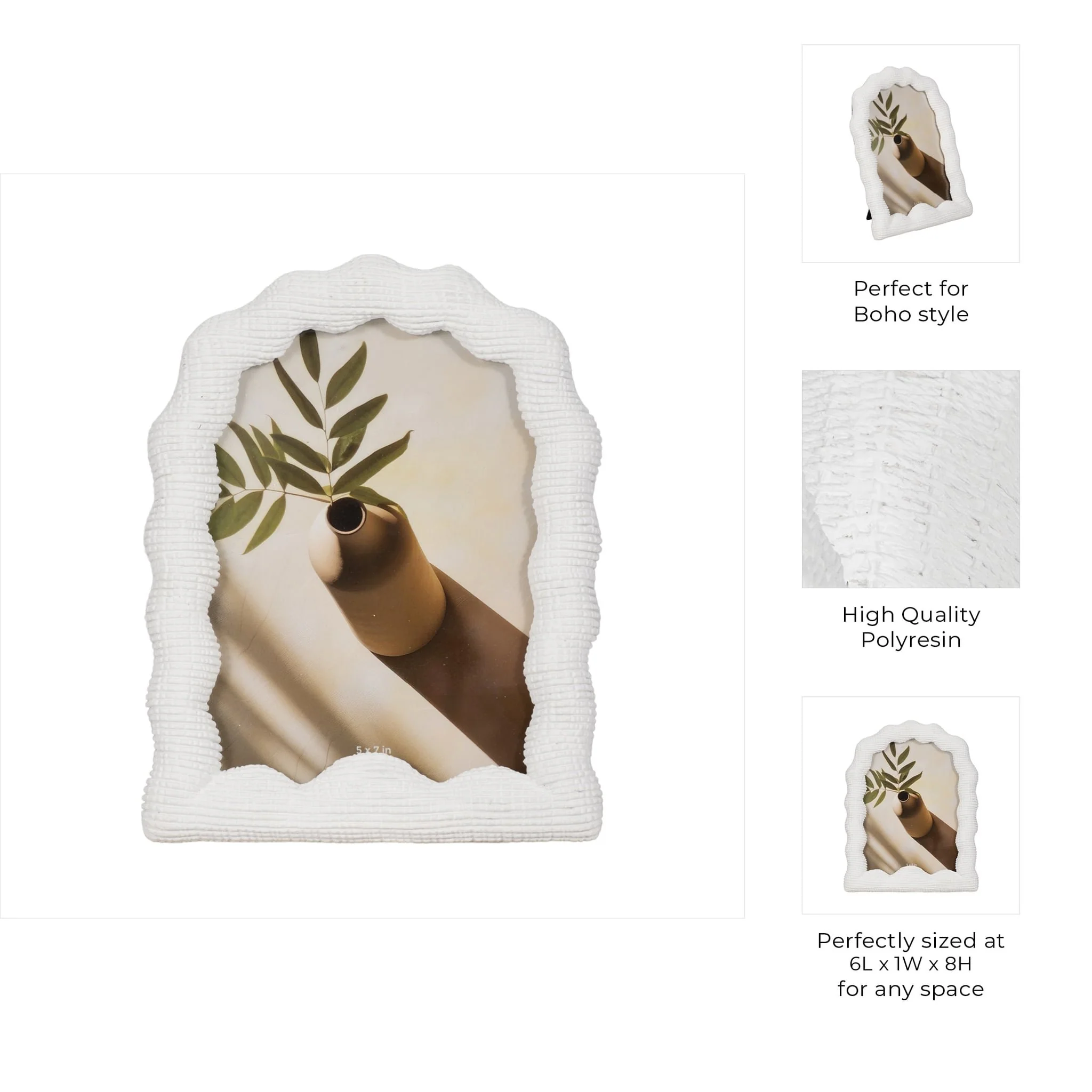 5x7 Wavy Arch Photo Frame, White - Image 8