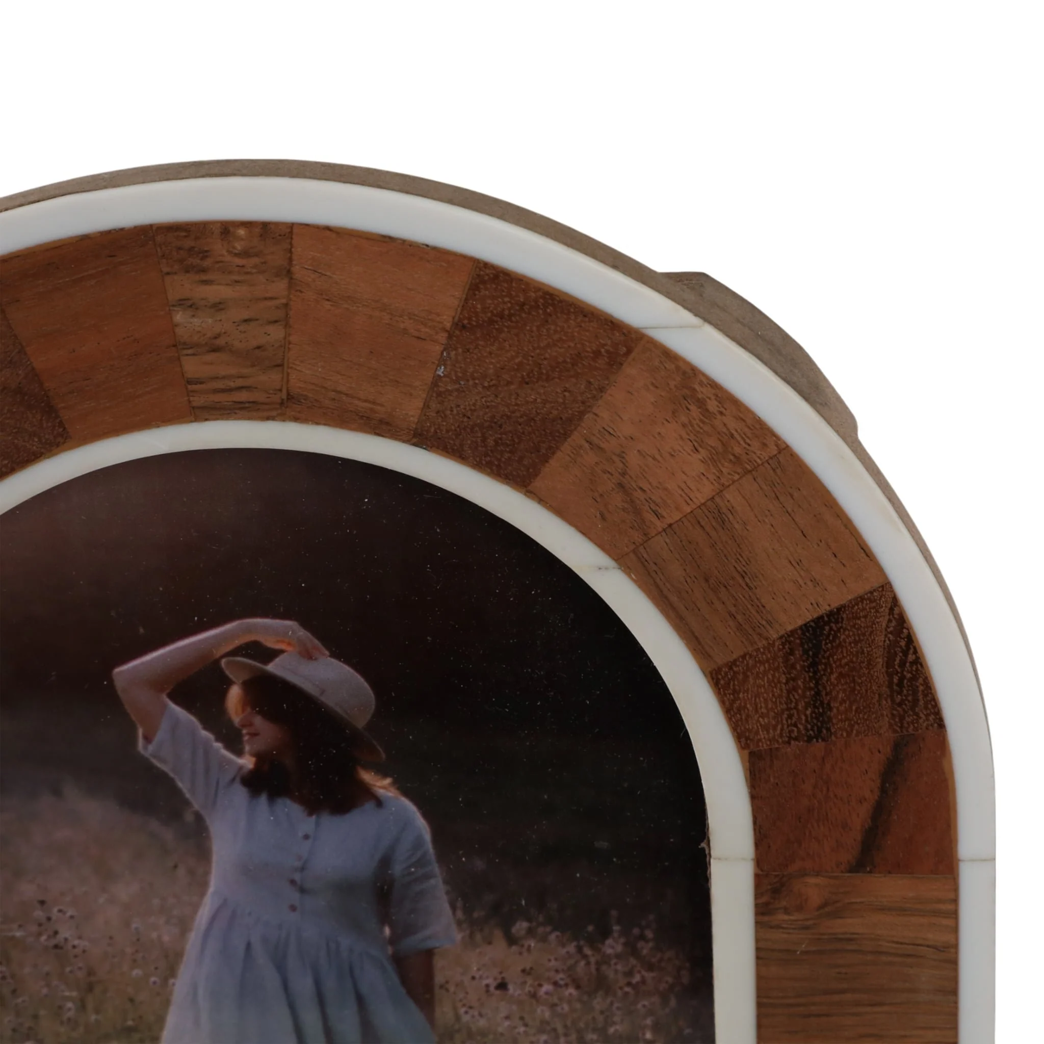 5x7 Wood Inlay Arch Photo Frame, Natural/ivory - Image 6