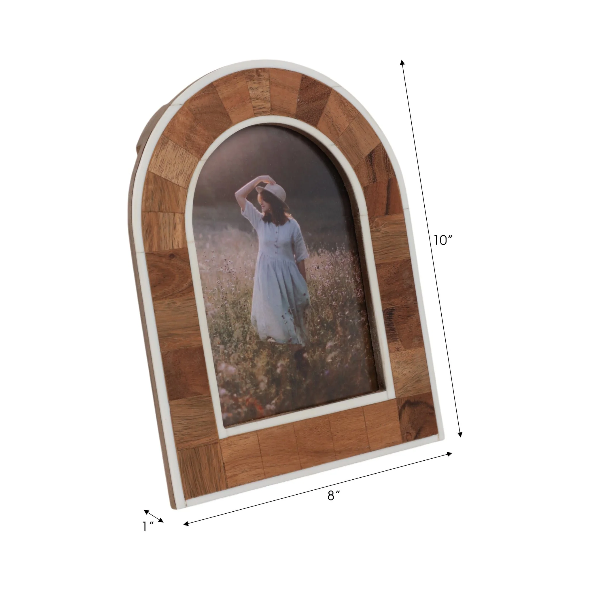 5x7 Wood Inlay Arch Photo Frame, Natural/ivory - Image 7