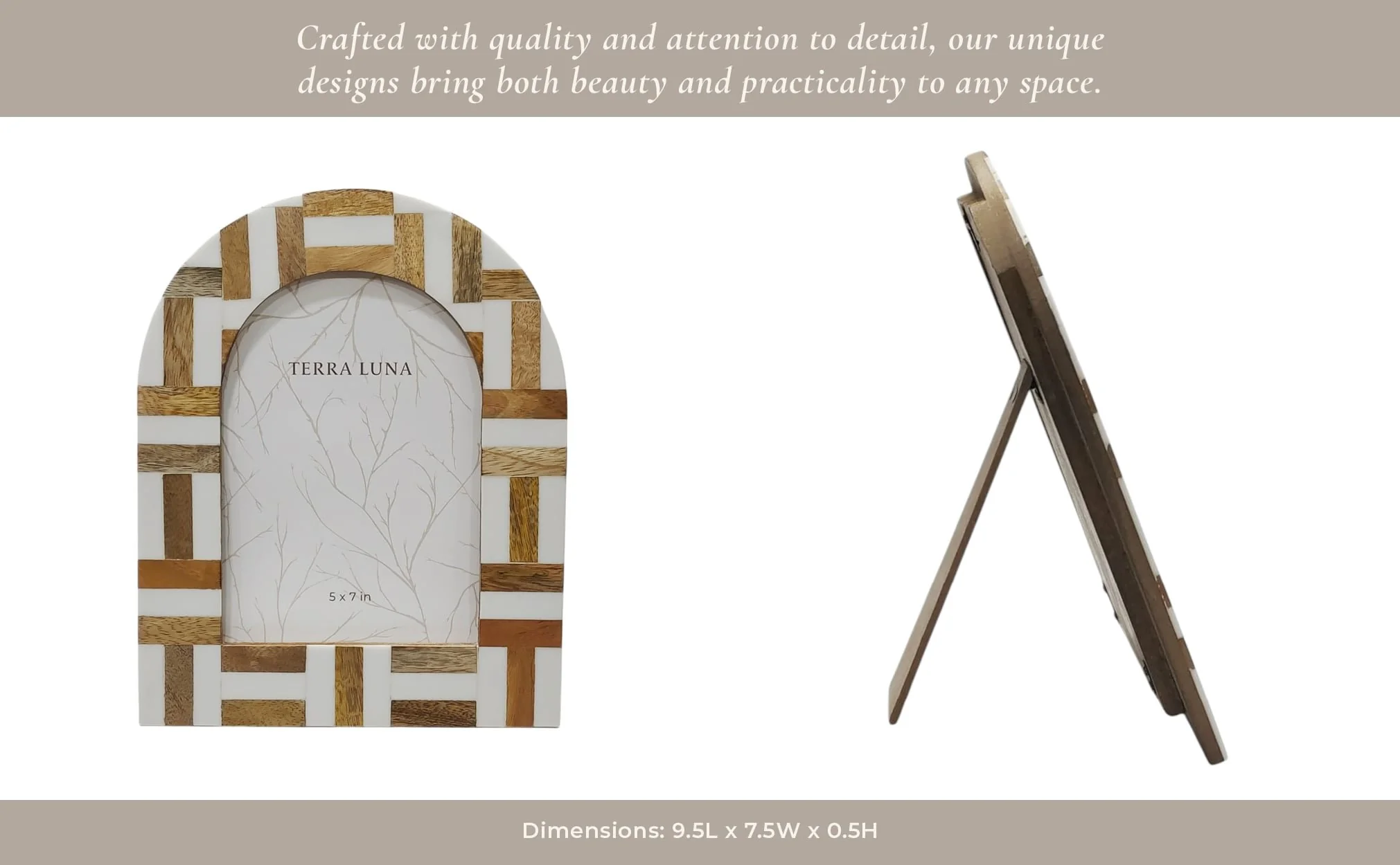 5x7 Wood Inlay Photo Frame, Ivory/natural - Image 13
