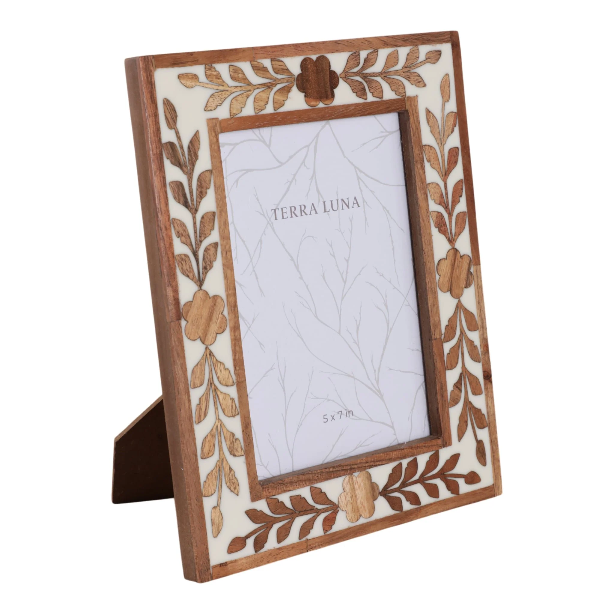 5x7 Wood Petals Photo Frame, White/natural - Image 2