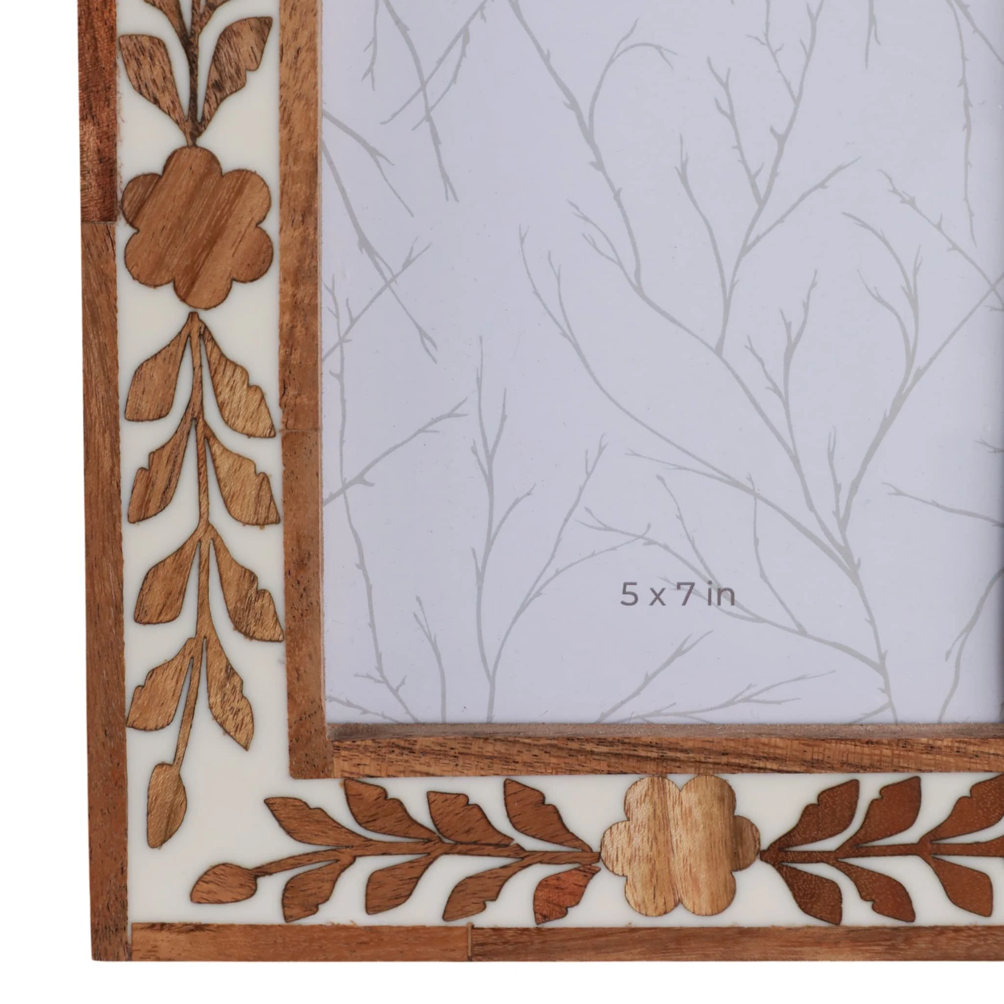 5x7 Wood Petals Photo Frame, White/natural - Image 5