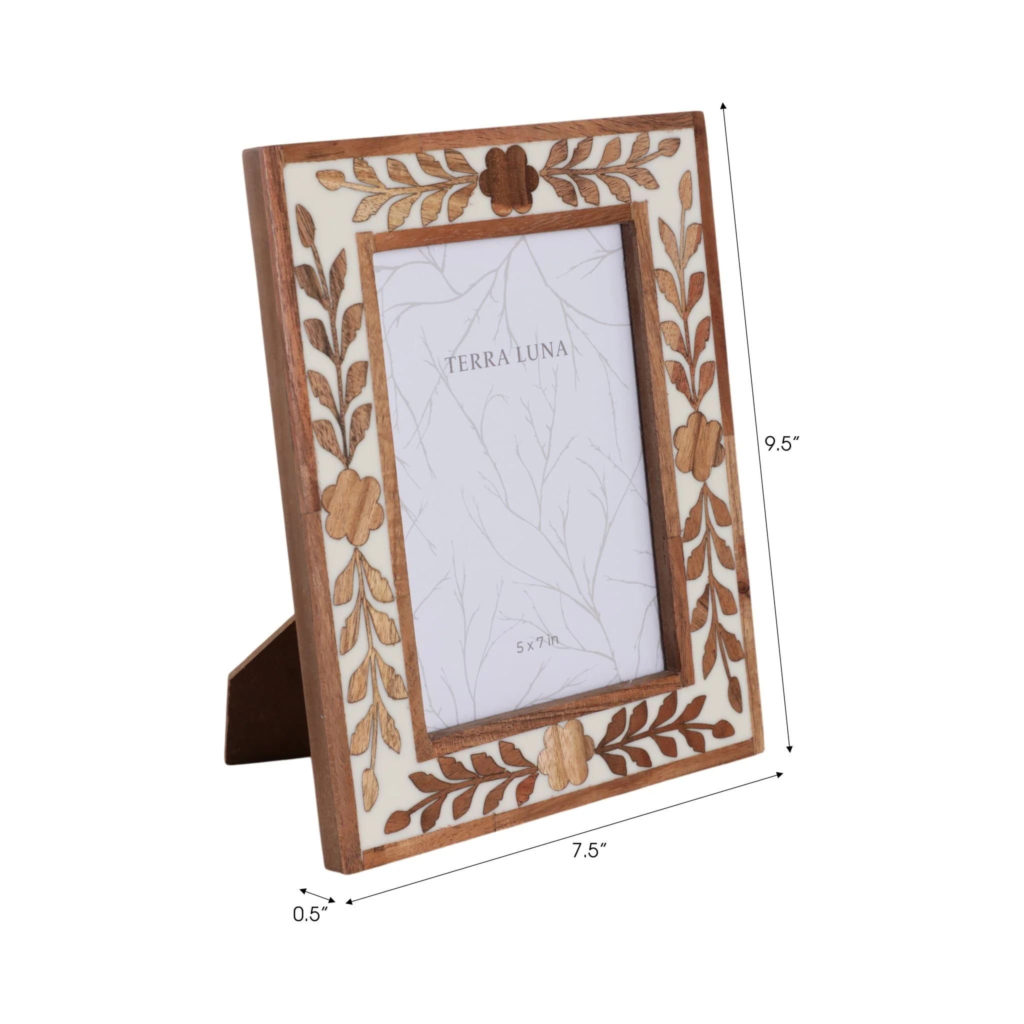 5x7 Wood Petals Photo Frame, White/natural - Image 7