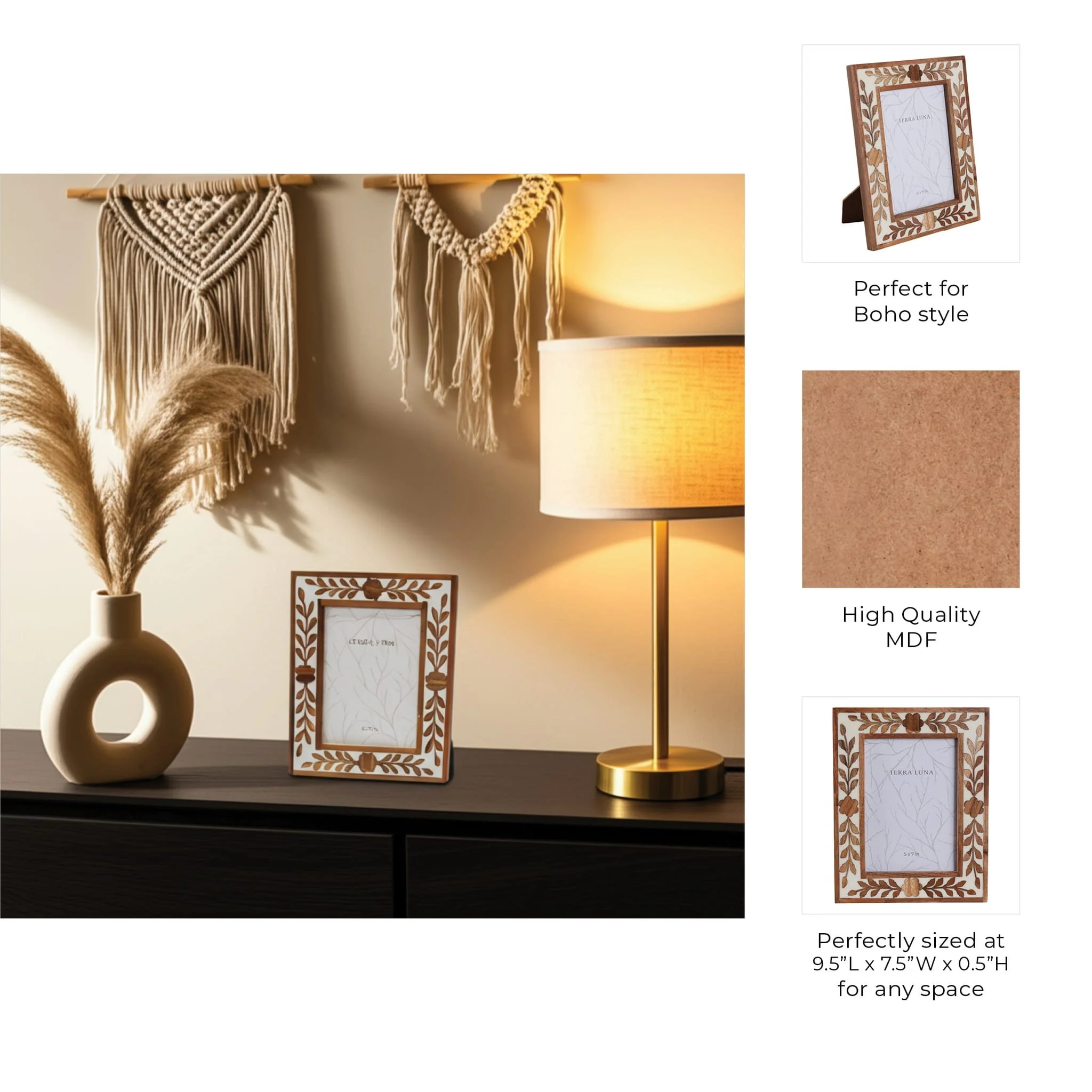 5x7 Wood Petals Photo Frame, White/natural - Image 8