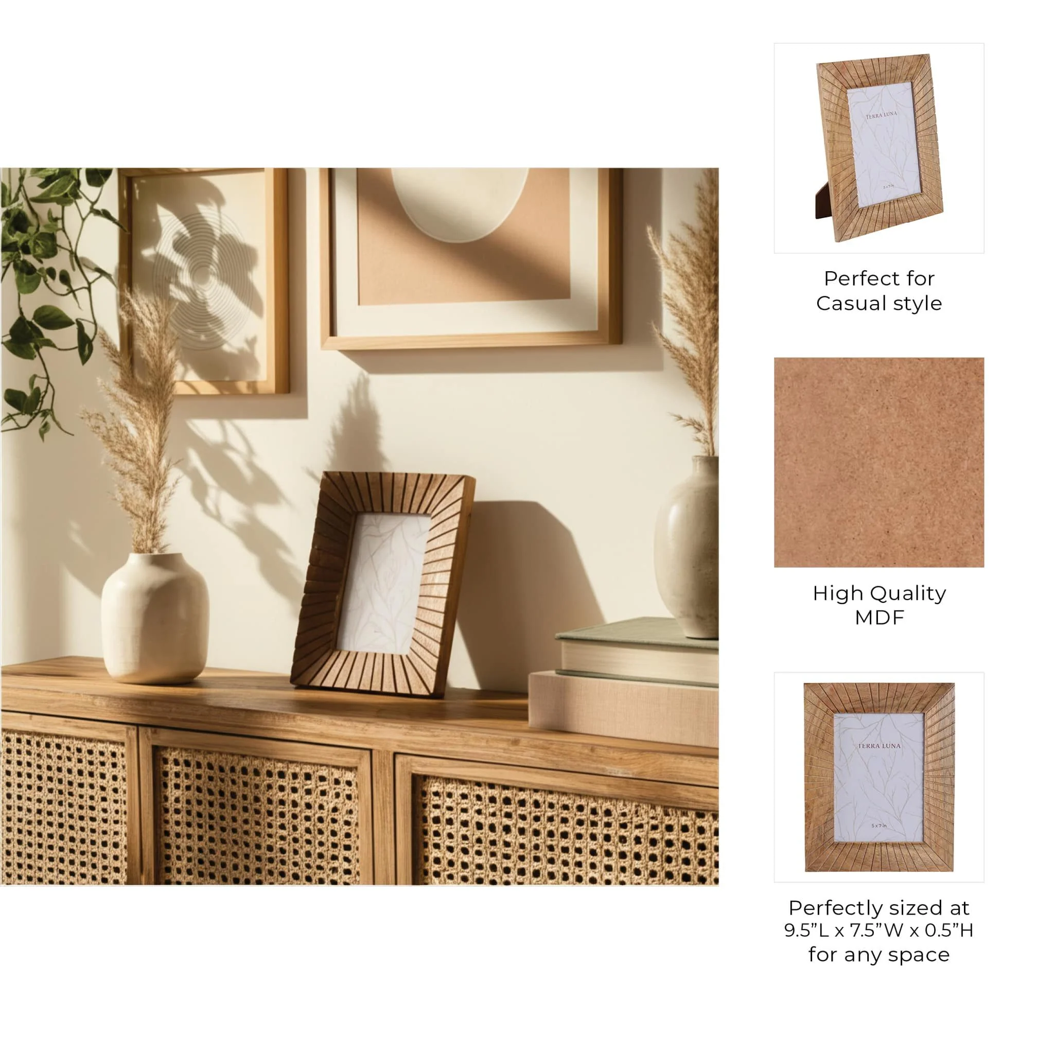 5x7 Wood Starburst Photo Frame, Natural - Image 8